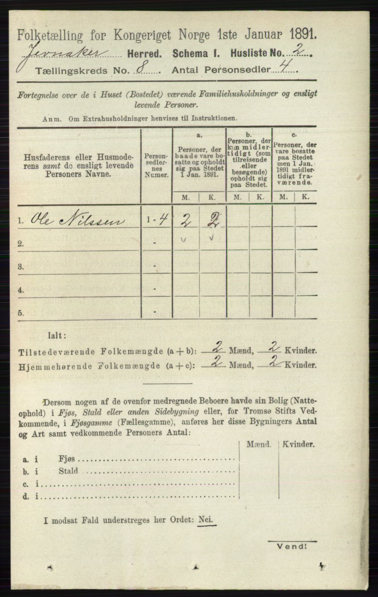RA, Folketelling 1891 for 0532 Jevnaker herred, 1891, s. 4252