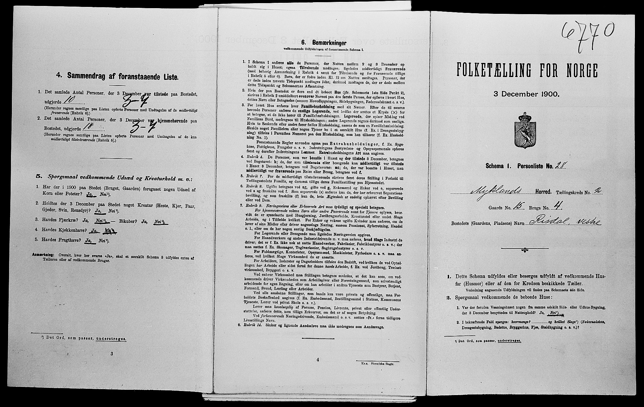 SAK, Folketelling 1900 for 0932 Mykland herred, 1900, s. 137