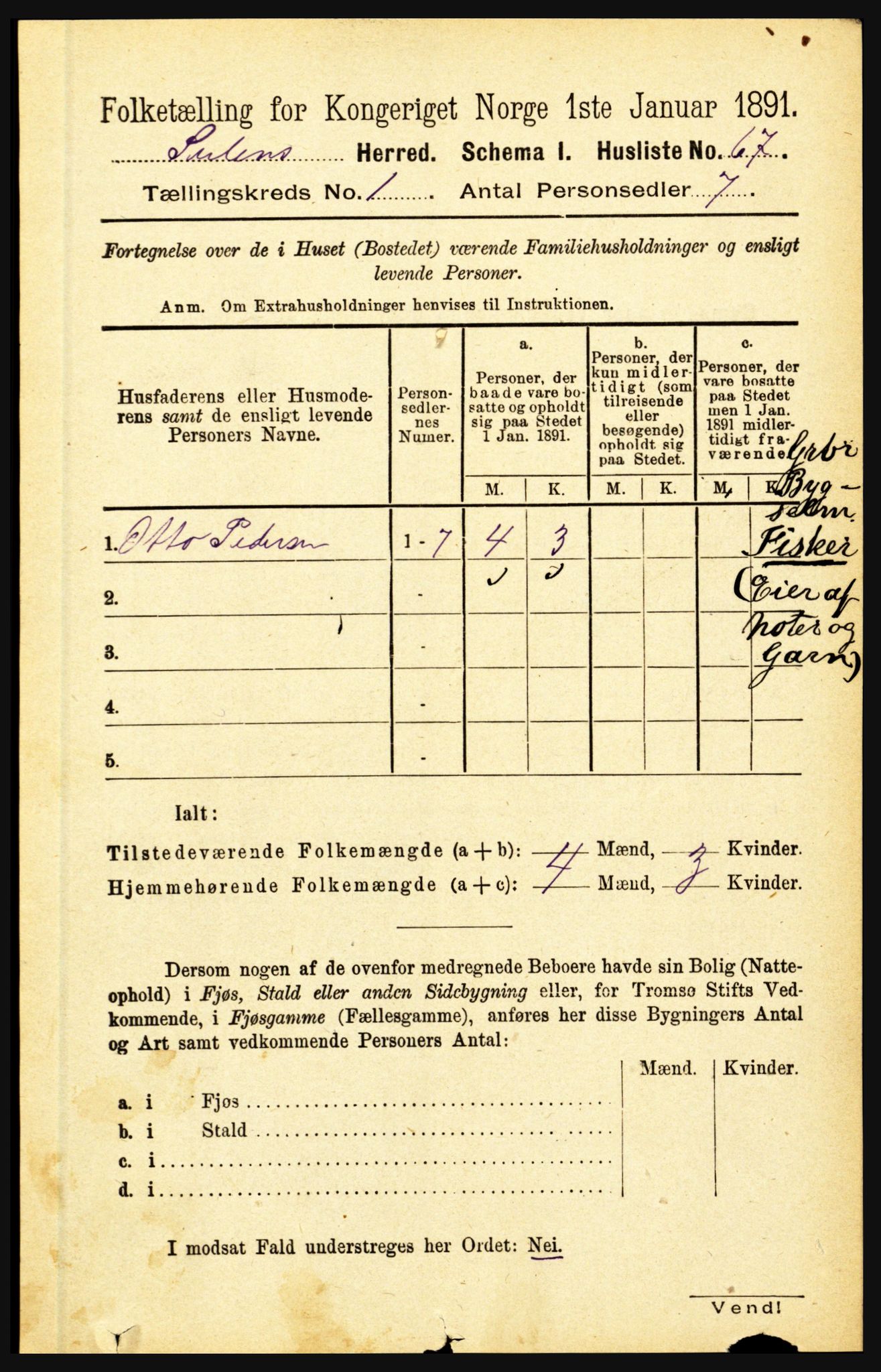 RA, Folketelling 1891 for 1412 Solund herred, 1891, s. 87