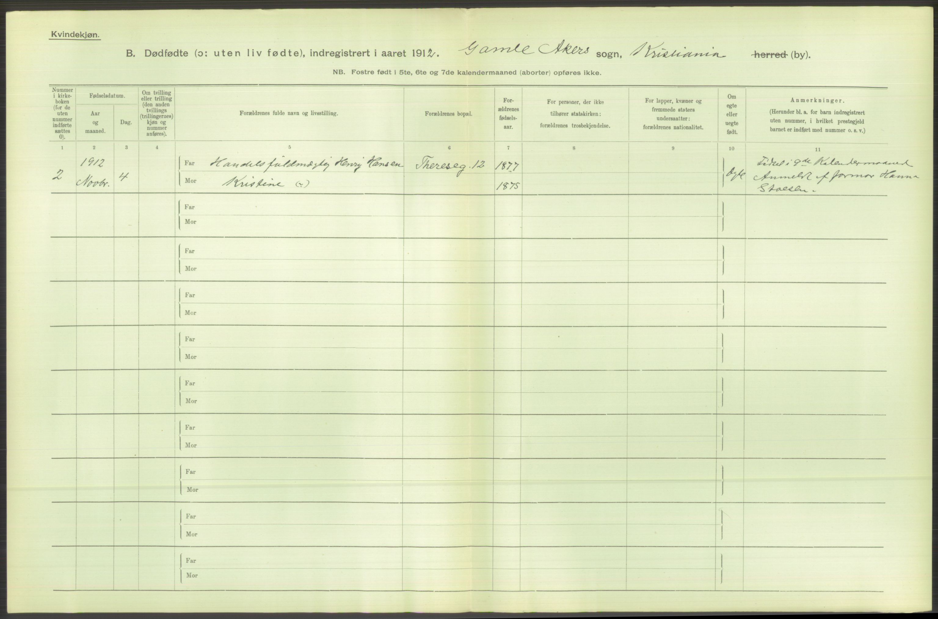 Statistisk sentralbyrå, Sosiodemografiske emner, Befolkning, RA/S-2228/D/Df/Dfb/Dfbb/L0010: Kristiania: Døde, dødfødte, 1912, s. 516