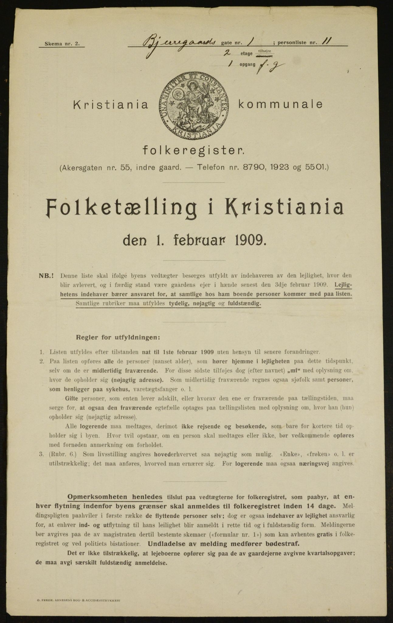 OBA, Kommunal folketelling 1.2.1909 for Kristiania kjøpstad, 1909, s. 5118