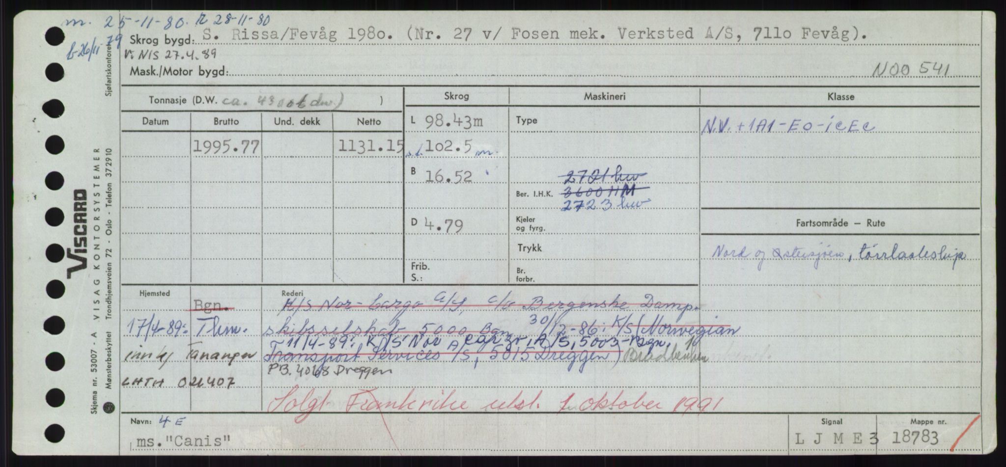 Sjøfartsdirektoratet med forløpere, Skipsmålingen, RA/S-1627/H/Hd/L0008: Fartøy, C-D, s. 37