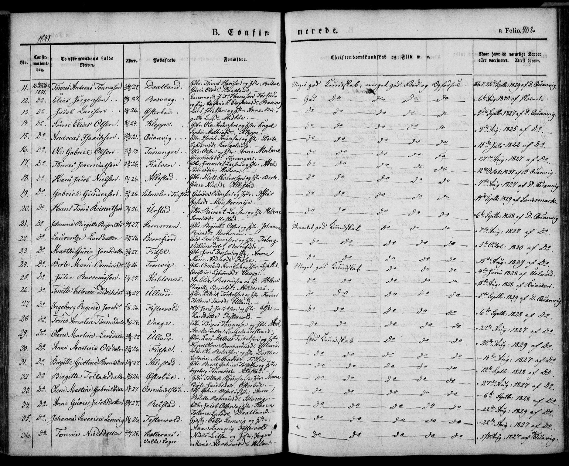 Flekkefjord sokneprestkontor, AV/SAK-1111-0012/F/Fa/Fac/L0004: Ministerialbok nr. A 4, 1841-1849, s. 408