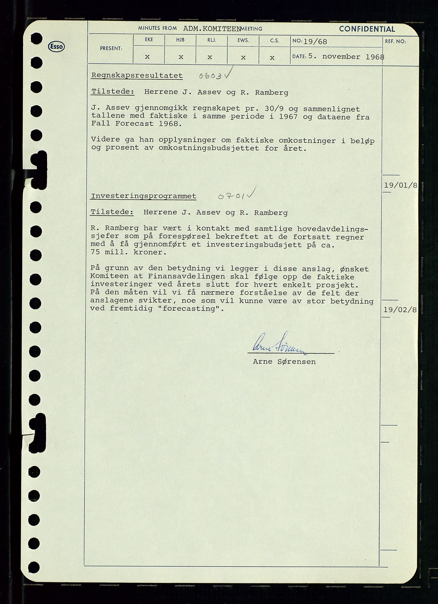Pa 0982 - Esso Norge A/S, AV/SAST-A-100448/A/Aa/L0002/0004: Den administrerende direksjon Board minutes (styrereferater) / Den administrerende direksjon Board minutes (styrereferater), 1968, s. 100