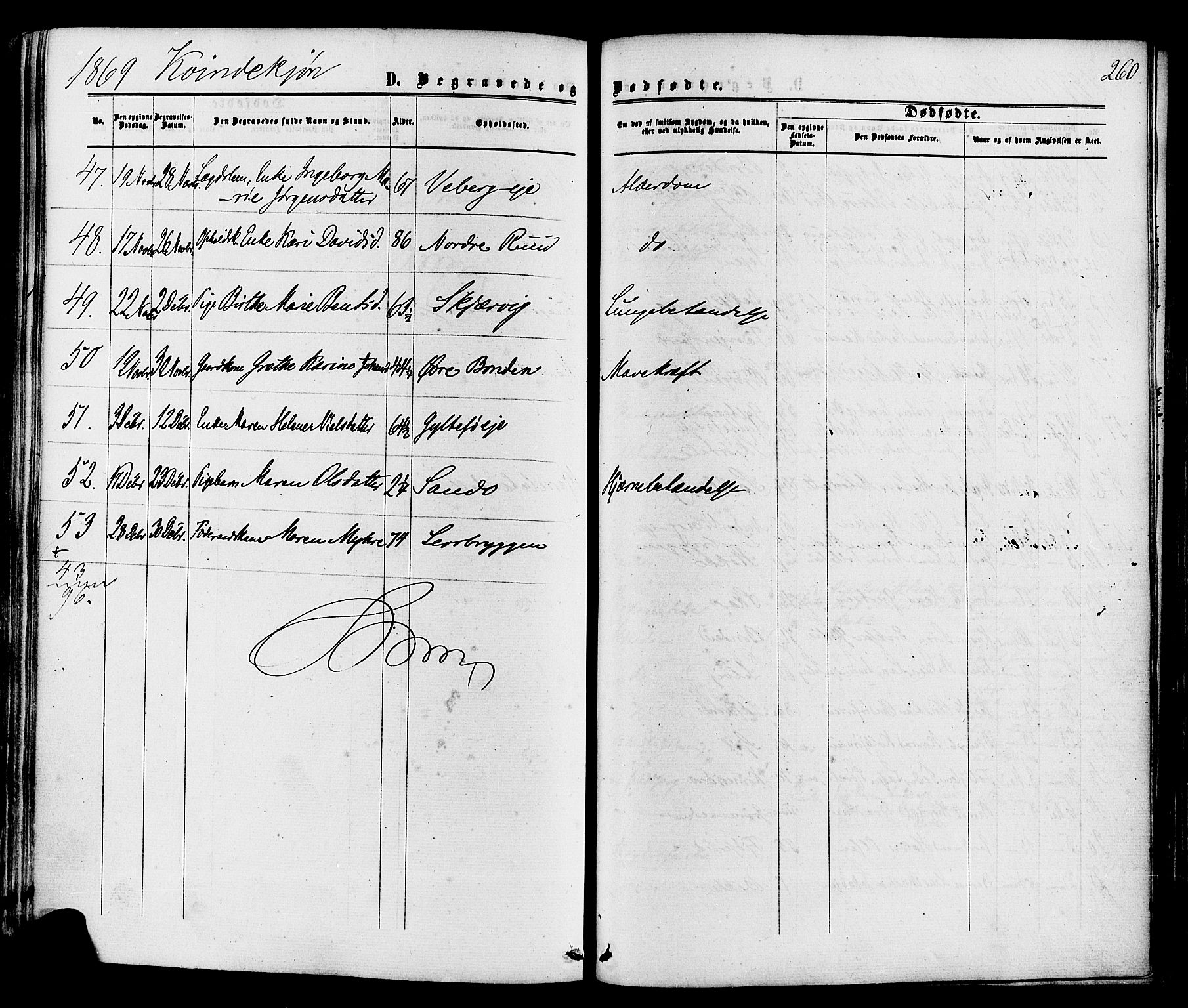 Sande Kirkebøker, AV/SAKO-A-53/F/Fa/L0005: Ministerialbok nr. 5, 1865-1877, s. 260