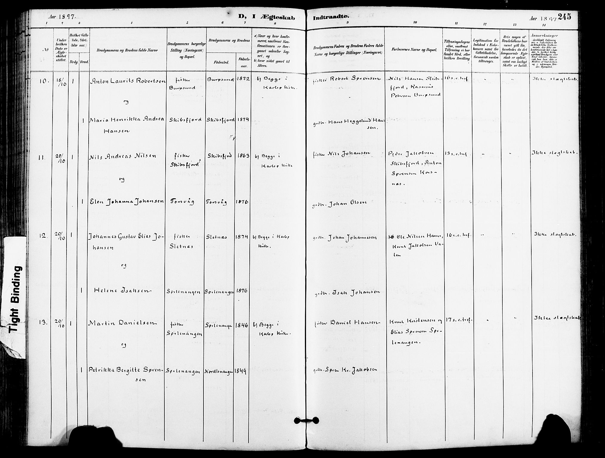 Karlsøy sokneprestembete, SATØ/S-1299/H/Ha/Haa/L0007kirke: Ministerialbok nr. 7, 1891-1902, s. 245