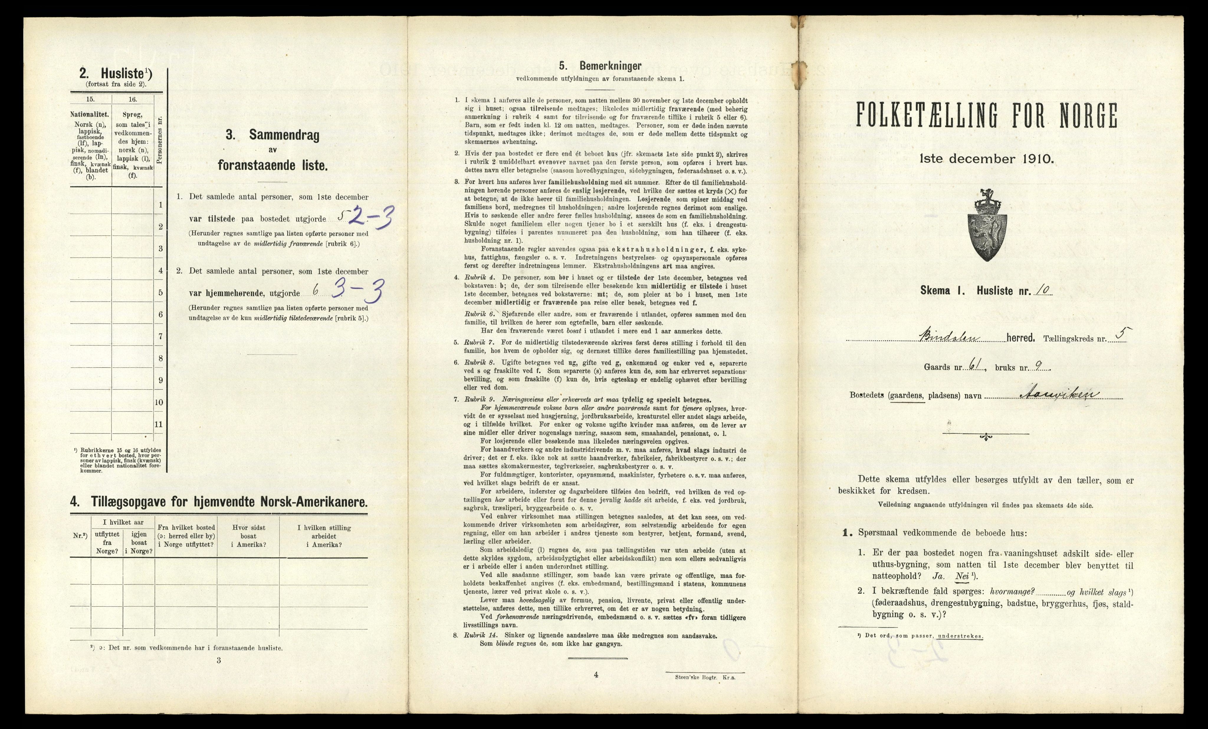 RA, Folketelling 1910 for 1811 Bindal herred, 1910, s. 444