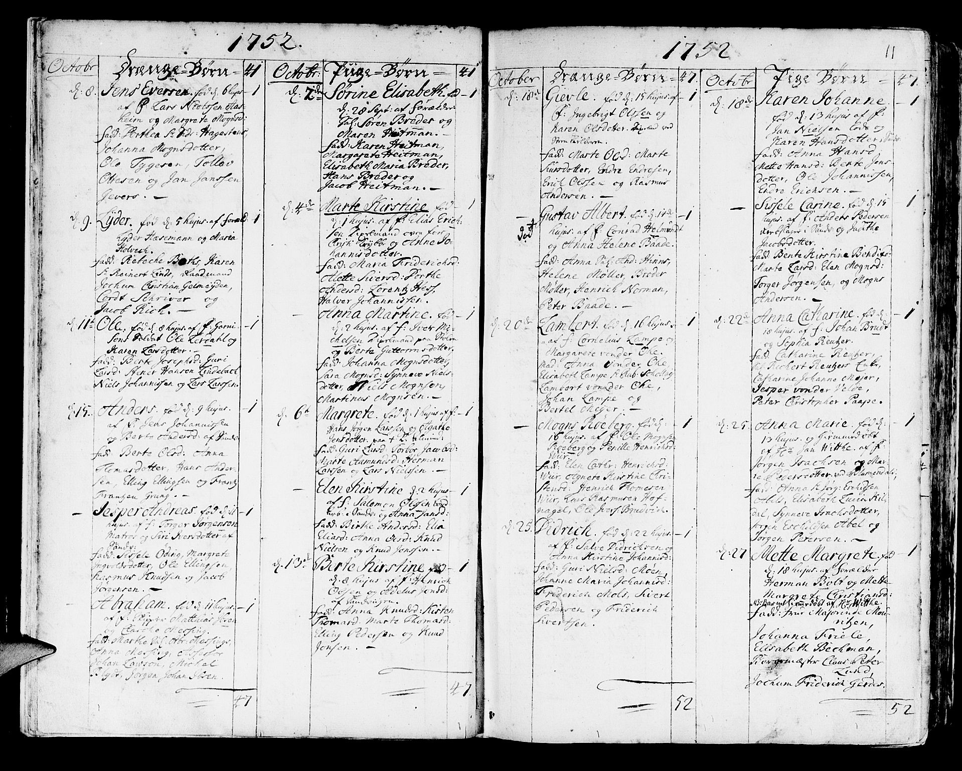 Korskirken sokneprestembete, AV/SAB-A-76101/H/Haa/L0005: Ministerialbok nr. A 5, 1751-1789, s. 11