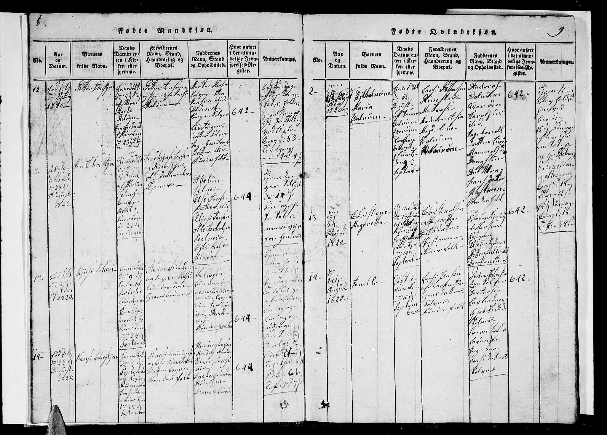 Ministerialprotokoller, klokkerbøker og fødselsregistre - Nordland, SAT/A-1459/839/L0571: Klokkerbok nr. 839C01, 1820-1840, s. 8-9