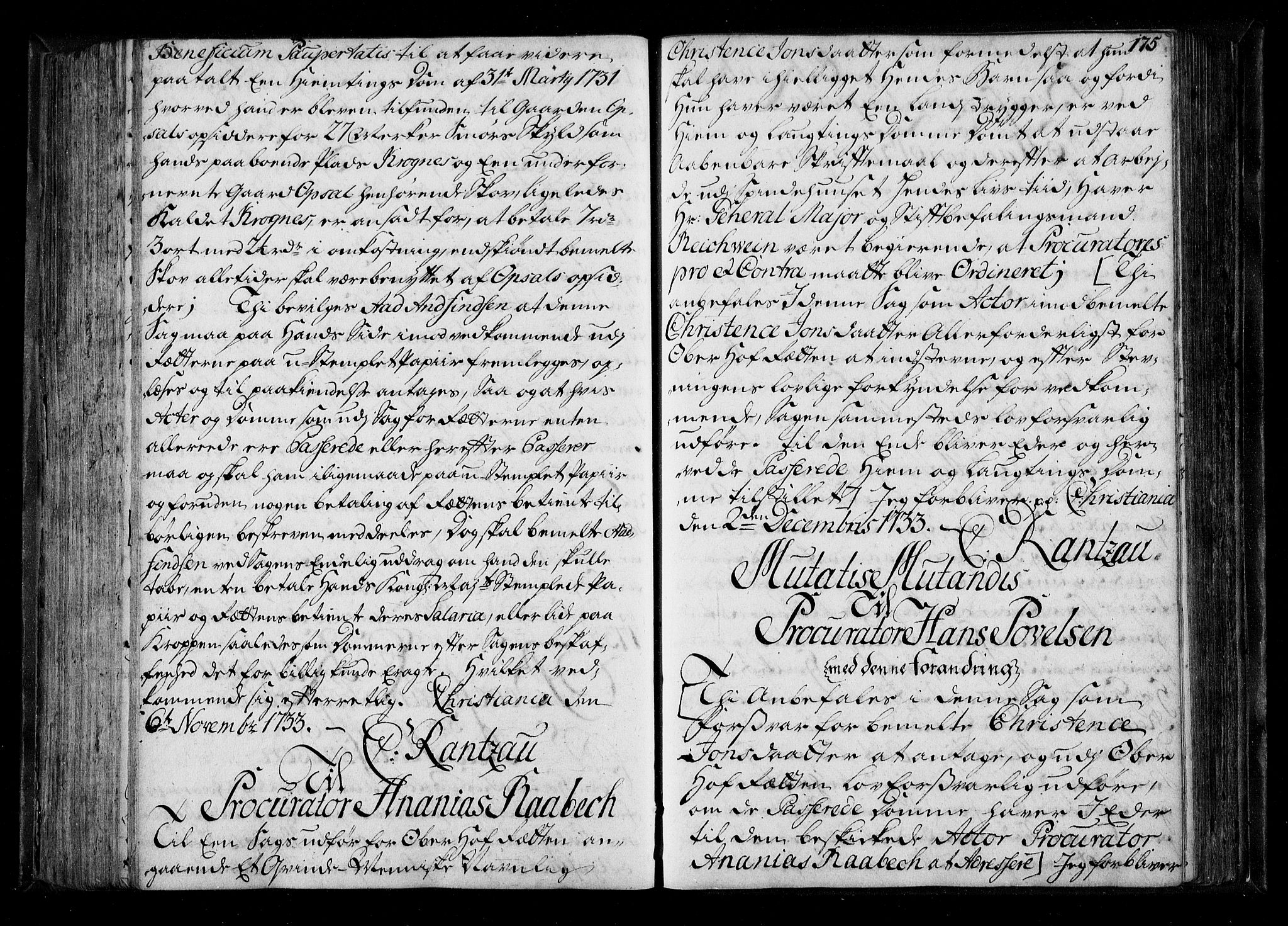 Stattholderembetet 1572-1771, AV/RA-EA-2870/Be/L0011: Kopibok for beneficia paupertatis, 1726-1739, s. 174b-175a