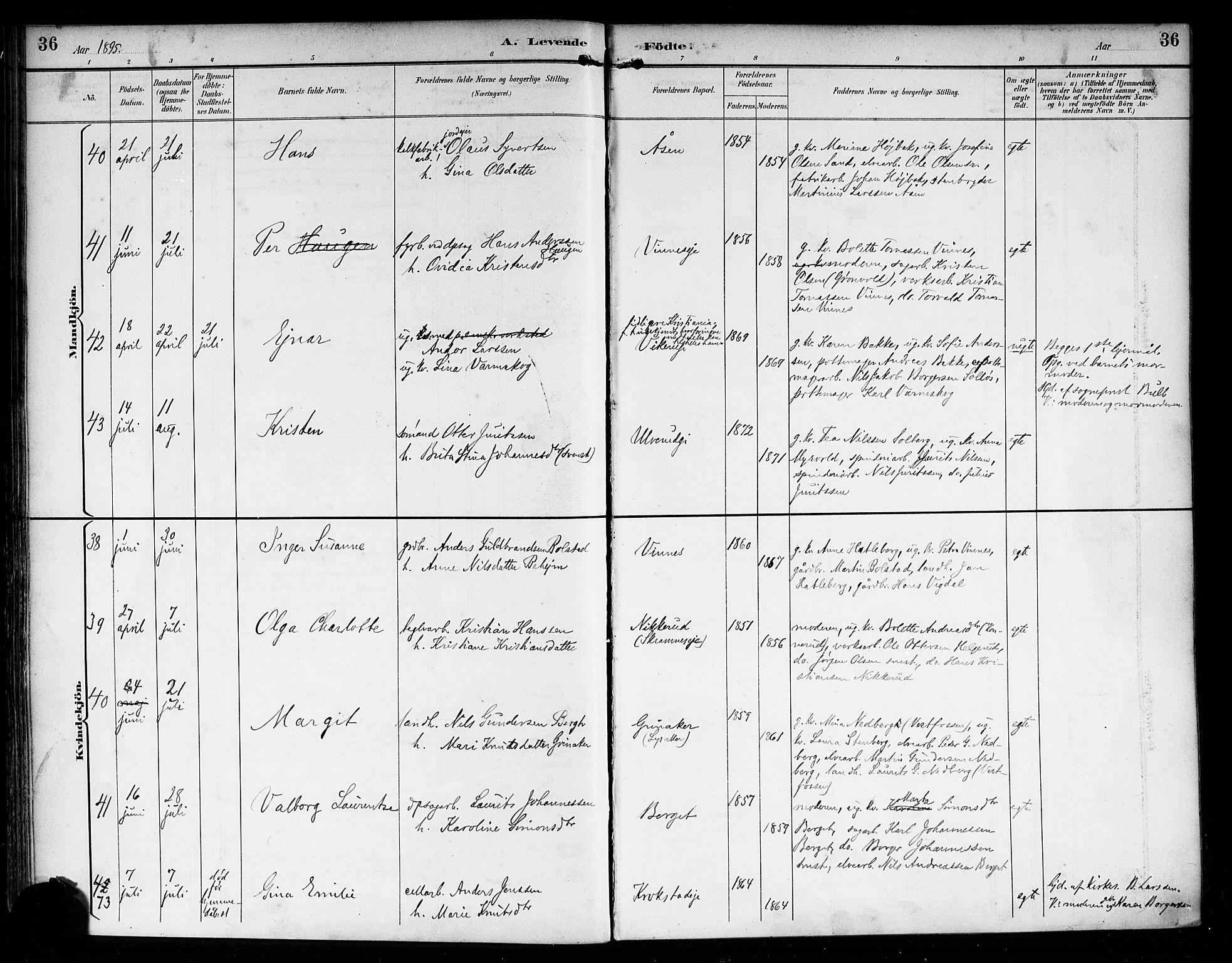 Nedre Eiker kirkebøker, AV/SAKO-A-612/F/Fa/L0004: Ministerialbok nr. 4, 1893-1898, s. 36