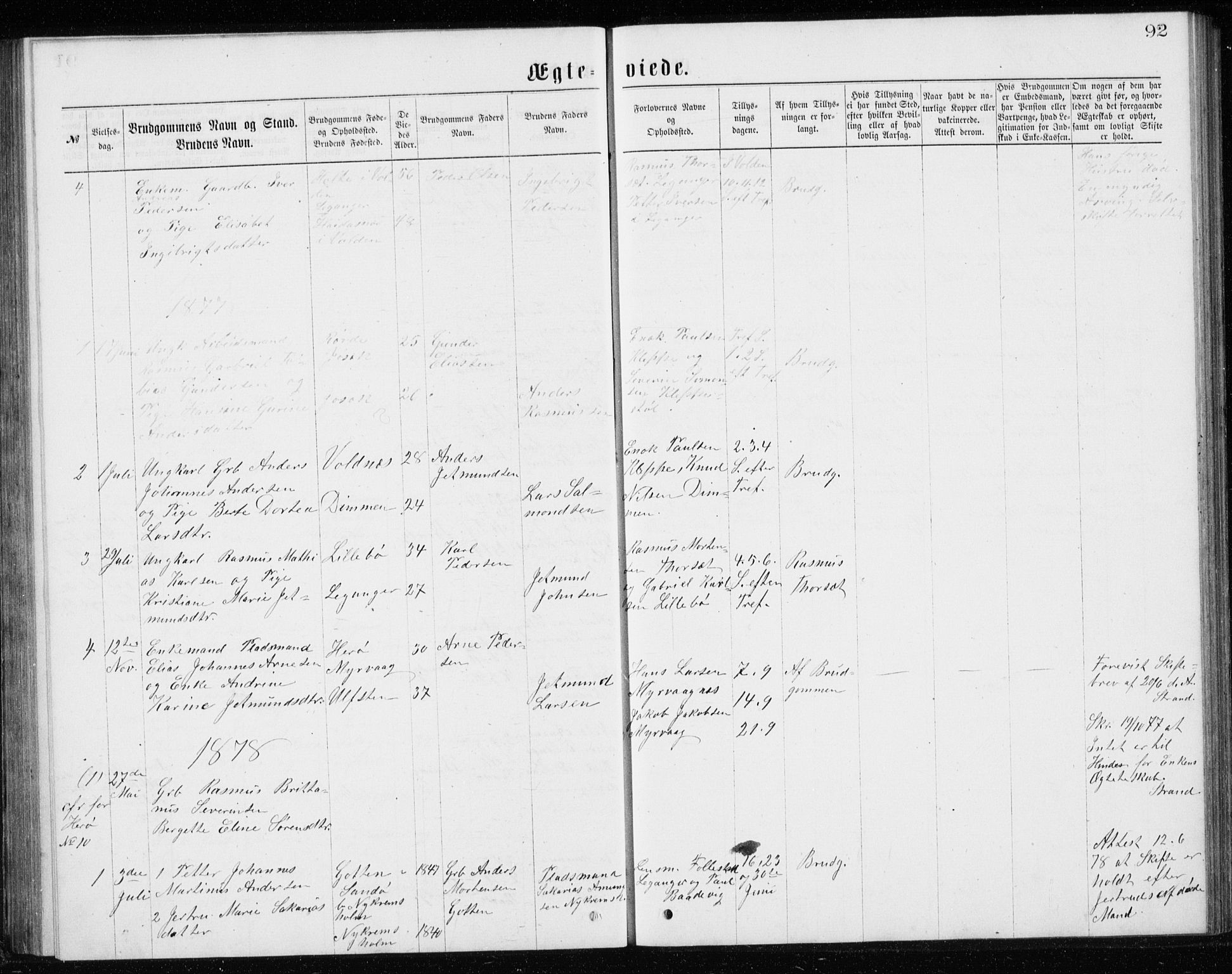 Ministerialprotokoller, klokkerbøker og fødselsregistre - Møre og Romsdal, SAT/A-1454/508/L0097: Klokkerbok nr. 508C01, 1873-1897, s. 92