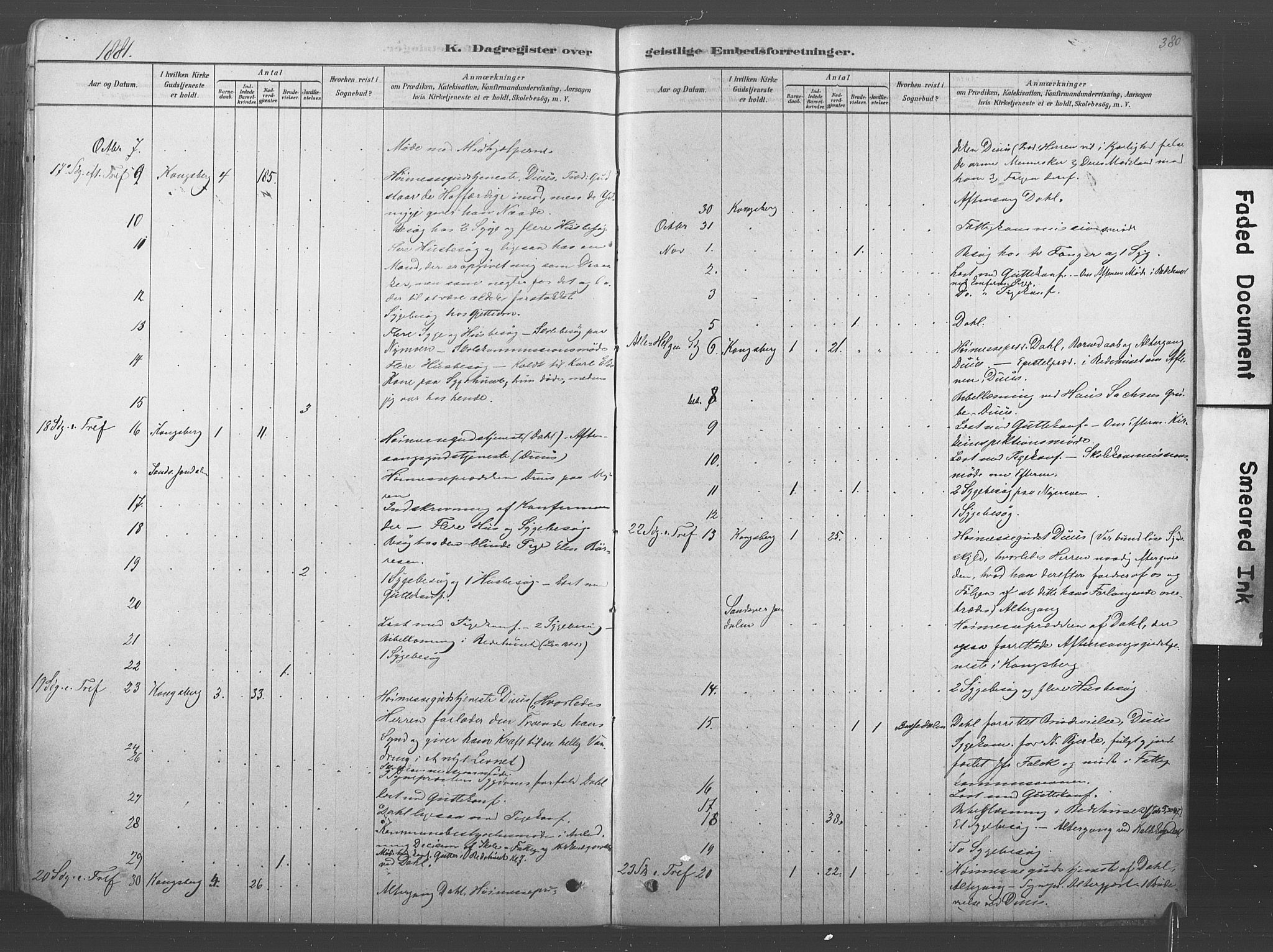 Kongsberg kirkebøker, AV/SAKO-A-22/F/Fb/L0001: Ministerialbok nr. II 1, 1878-1886, s. 380