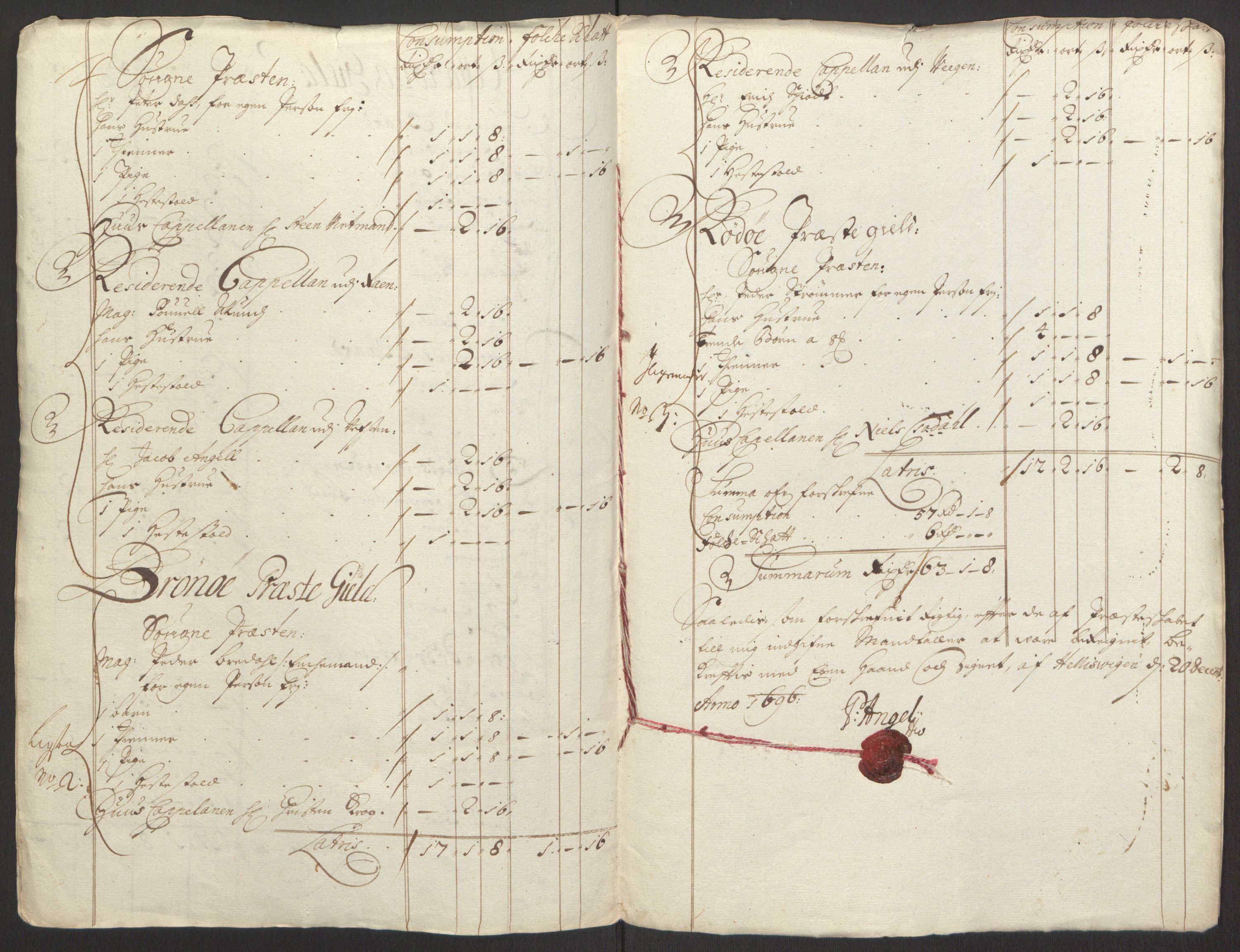 Rentekammeret inntil 1814, Reviderte regnskaper, Fogderegnskap, RA/EA-4092/R65/L4505: Fogderegnskap Helgeland, 1693-1696, s. 514