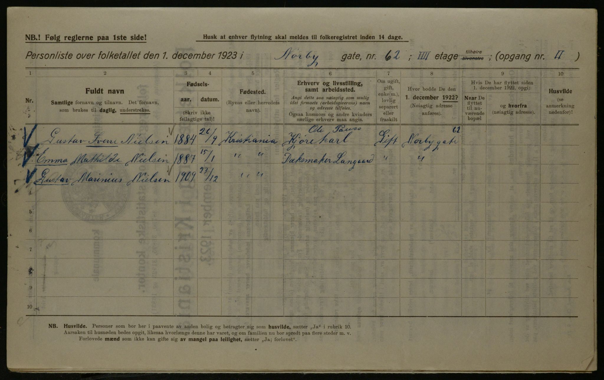 OBA, Kommunal folketelling 1.12.1923 for Kristiania, 1923, s. 79345