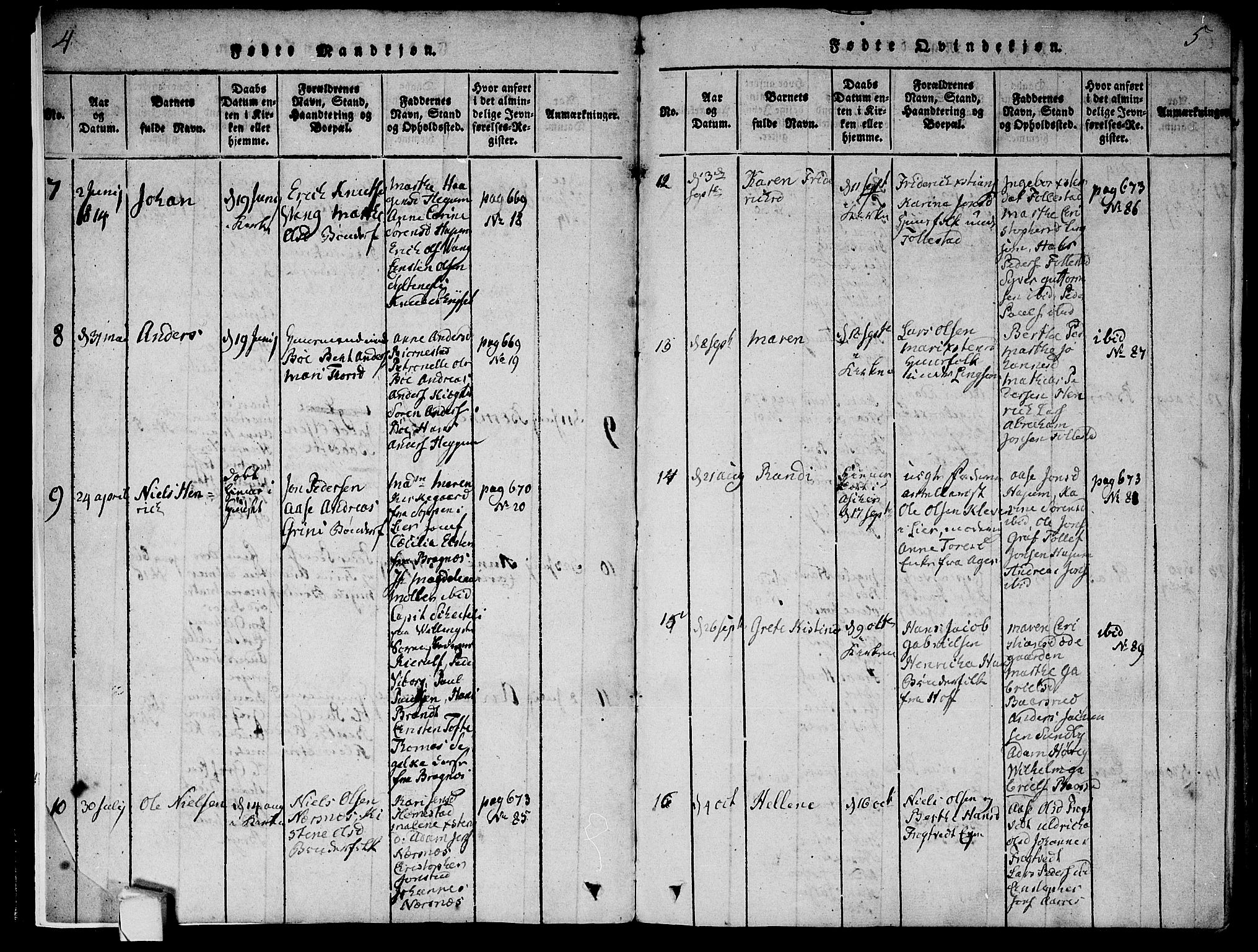 Røyken kirkebøker, SAKO/A-241/F/Fa/L0004: Ministerialbok nr. 4, 1814-1832, s. 4-5