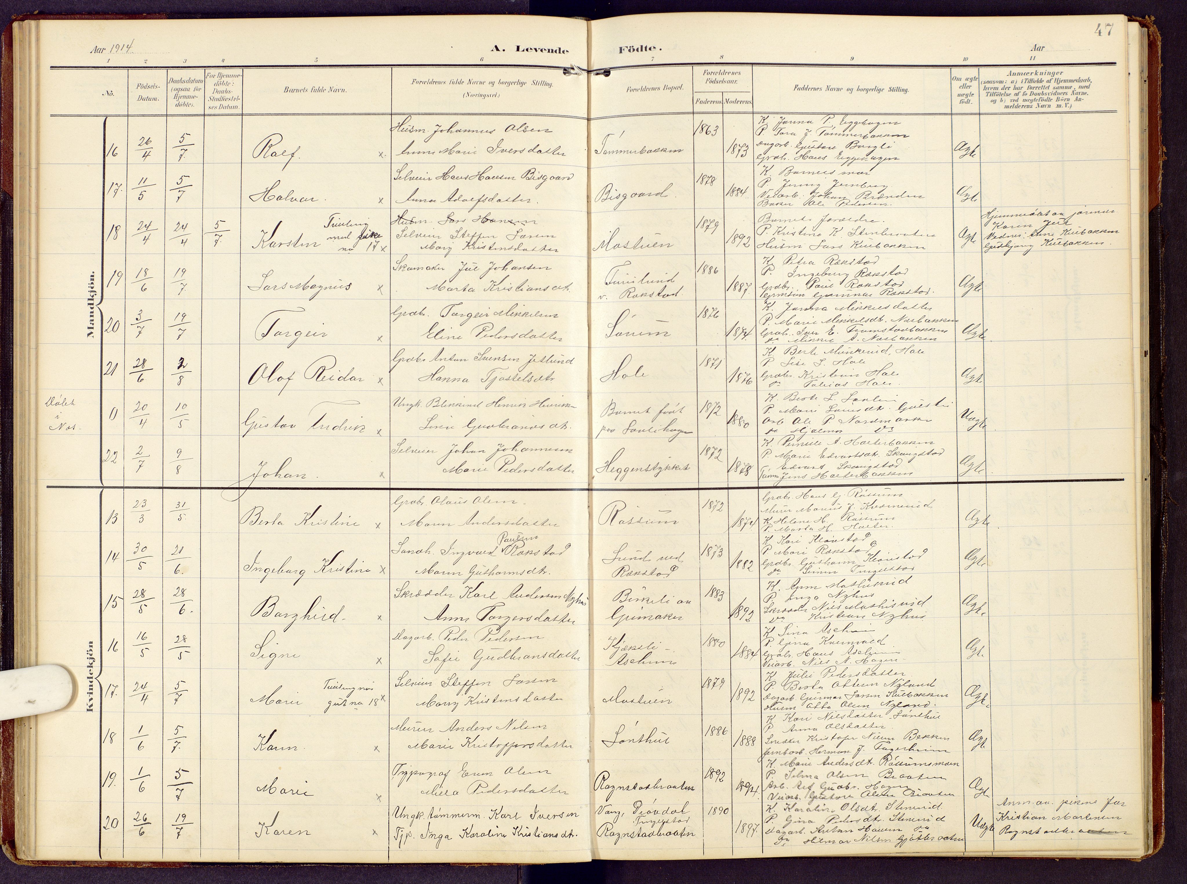 Brandbu prestekontor, AV/SAH-PREST-114/H/Ha/Hab/L0009: Klokkerbok nr. 9, 1903-1916, s. 47