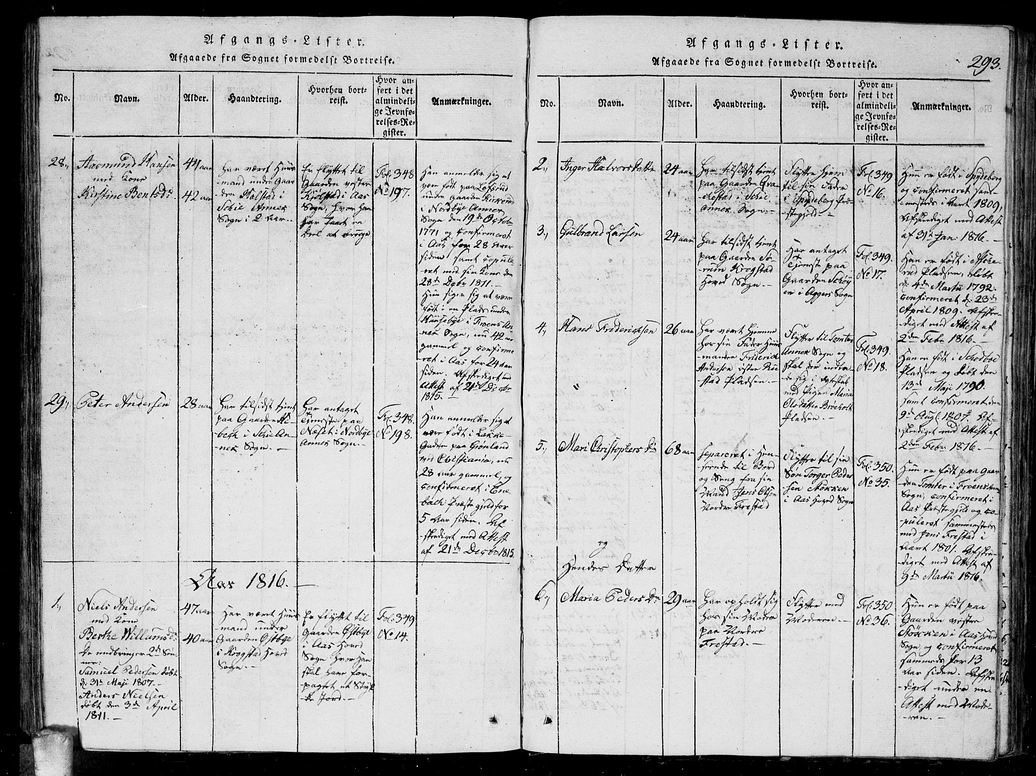 Kråkstad prestekontor Kirkebøker, AV/SAO-A-10125a/G/Ga/L0001: Klokkerbok nr. I 1, 1813-1824, s. 293