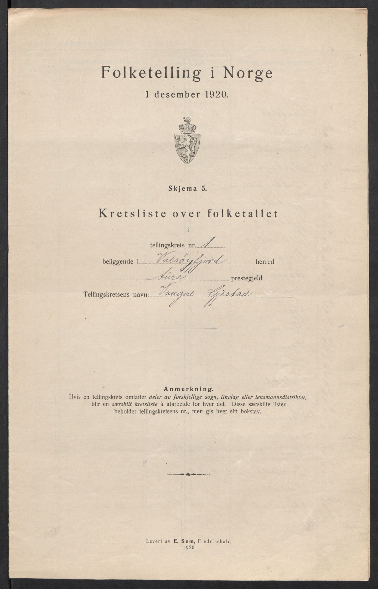SAT, Folketelling 1920 for 1570 Valsøyfjord herred, 1920, s. 9