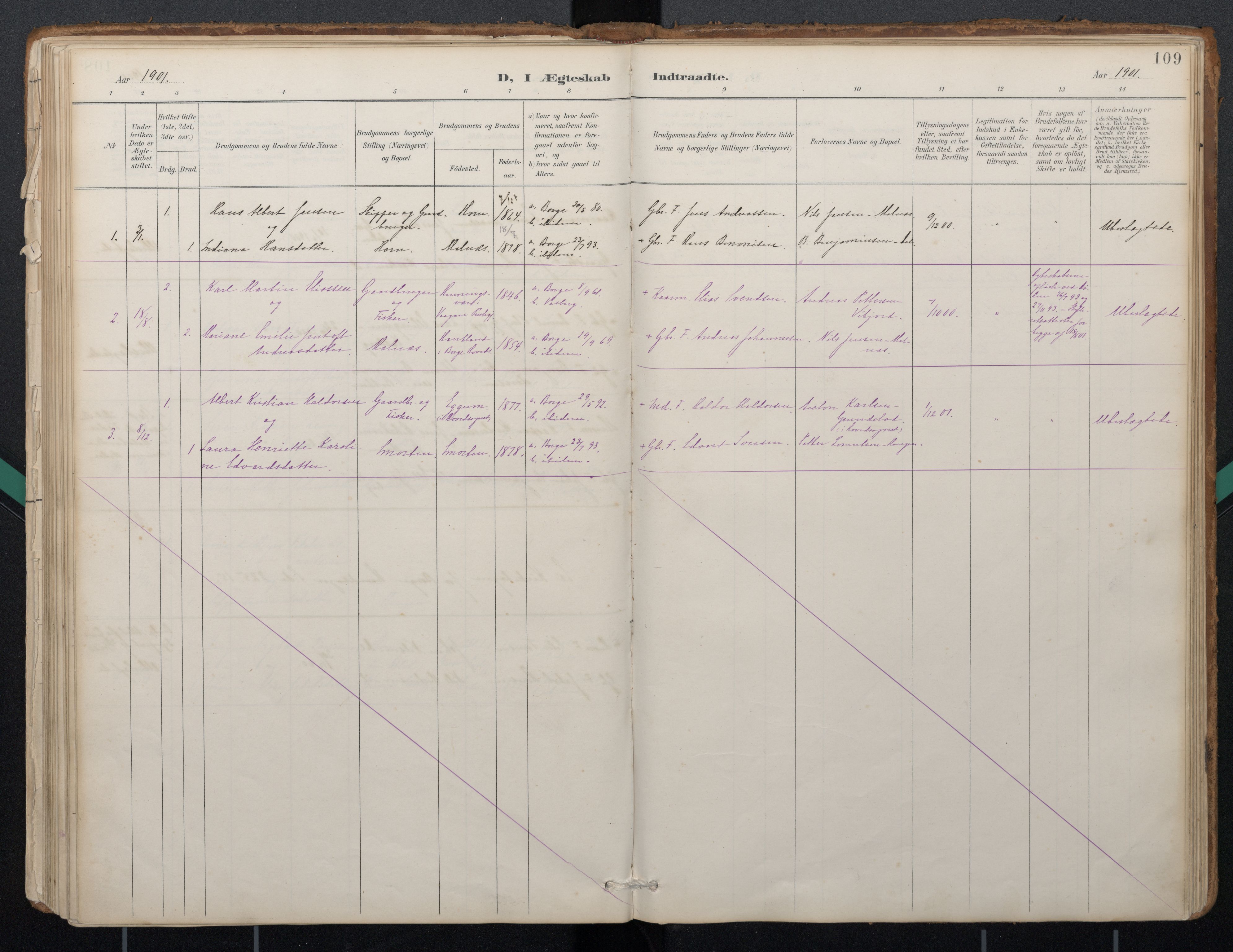 Ministerialprotokoller, klokkerbøker og fødselsregistre - Nordland, AV/SAT-A-1459/884/L1193: Ministerialbok nr. 884A01, 1888-1905, s. 109