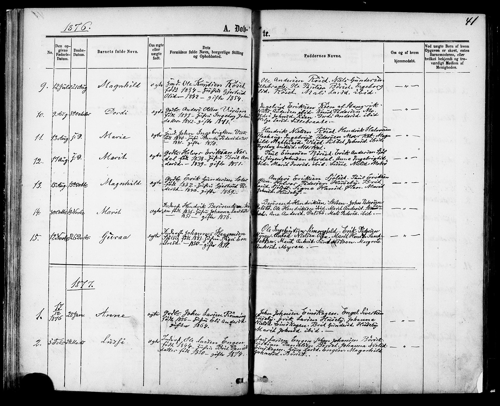 Ministerialprotokoller, klokkerbøker og fødselsregistre - Møre og Romsdal, SAT/A-1454/588/L1005: Ministerialbok nr. 588A02, 1871-1885, s. 41