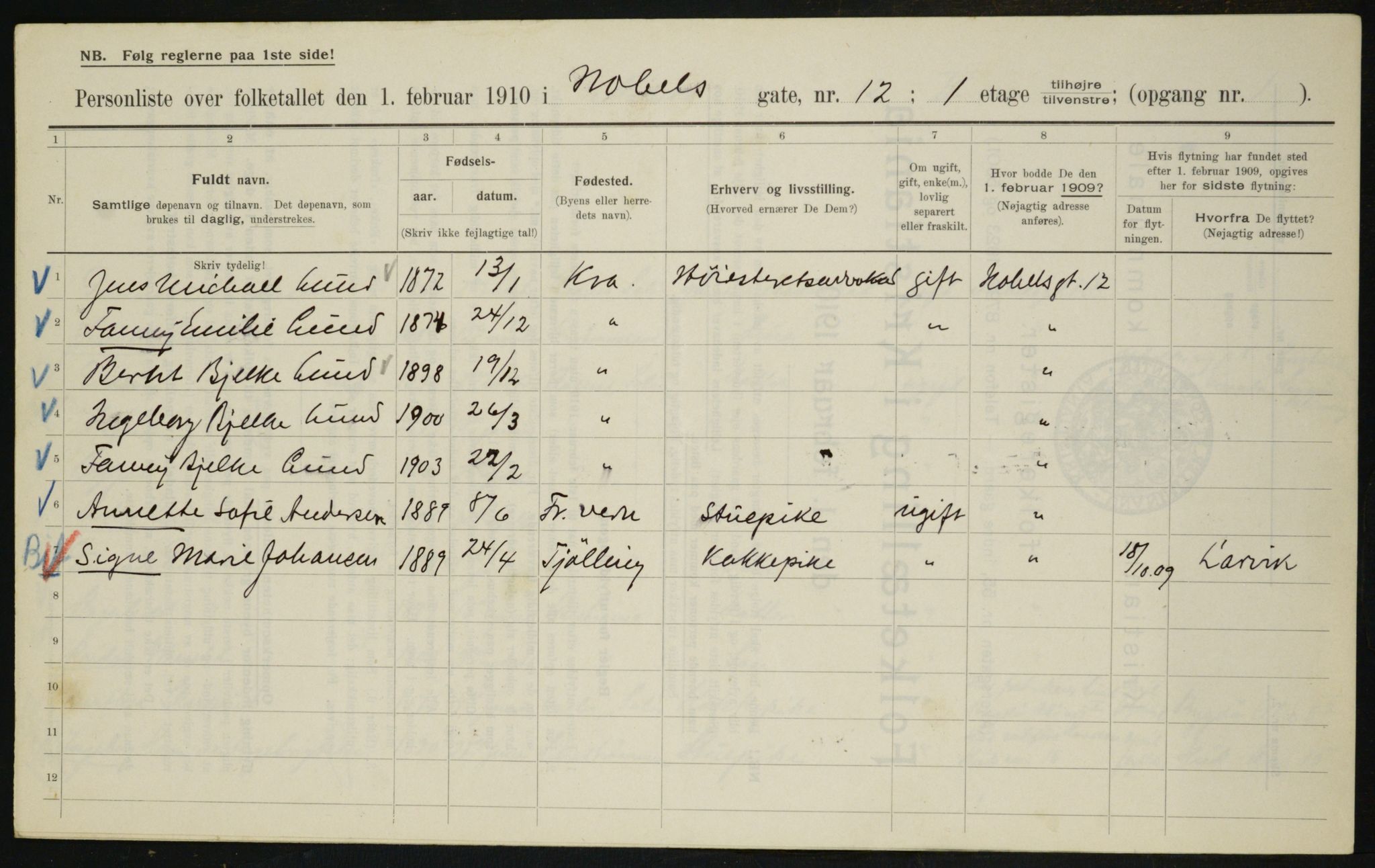 OBA, Kommunal folketelling 1.2.1910 for Kristiania, 1910, s. 68813