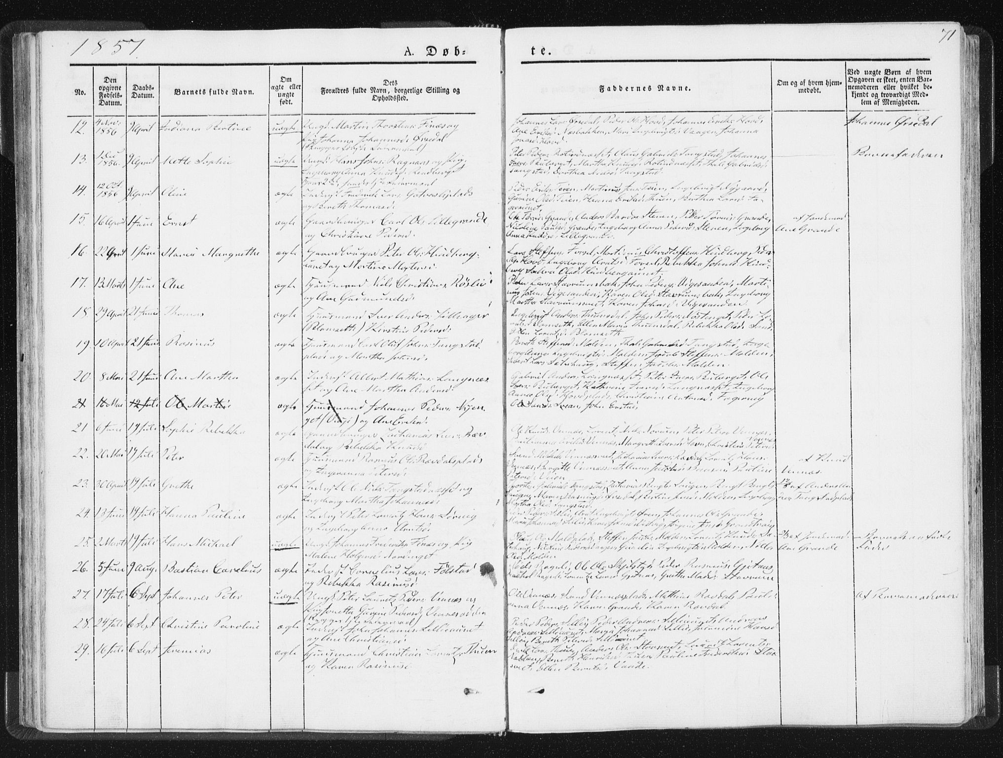 Ministerialprotokoller, klokkerbøker og fødselsregistre - Nord-Trøndelag, AV/SAT-A-1458/744/L0418: Ministerialbok nr. 744A02, 1843-1866, s. 71
