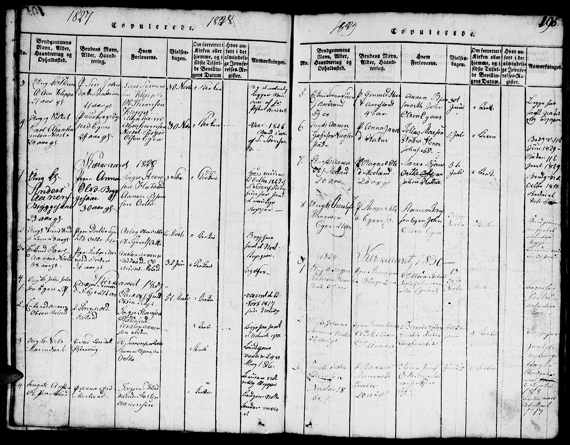 Hægebostad sokneprestkontor, AV/SAK-1111-0024/F/Fb/Fbb/L0001: Klokkerbok nr. B 1, 1816-1850, s. 196