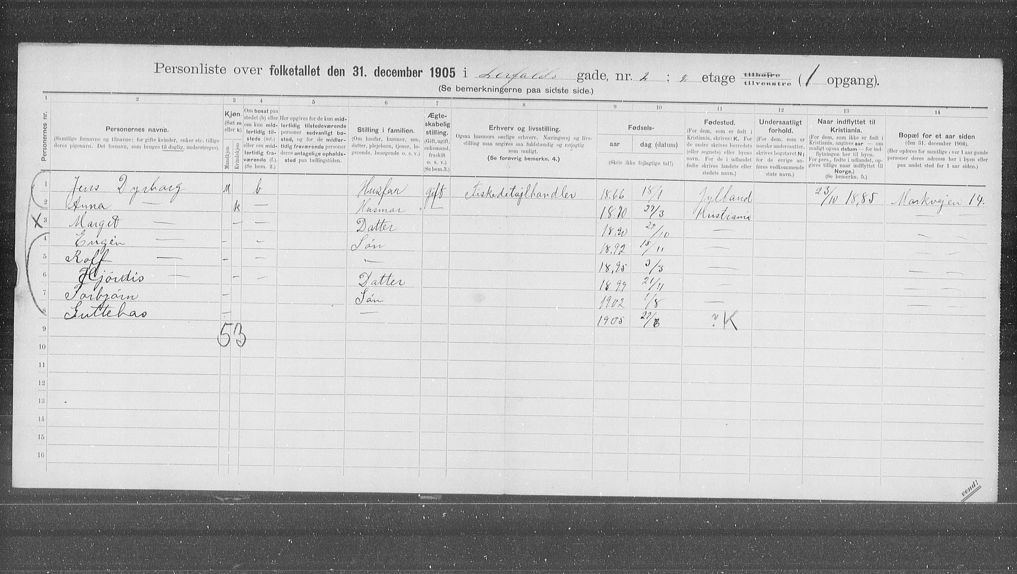 OBA, Kommunal folketelling 31.12.1905 for Kristiania kjøpstad, 1905, s. 30118