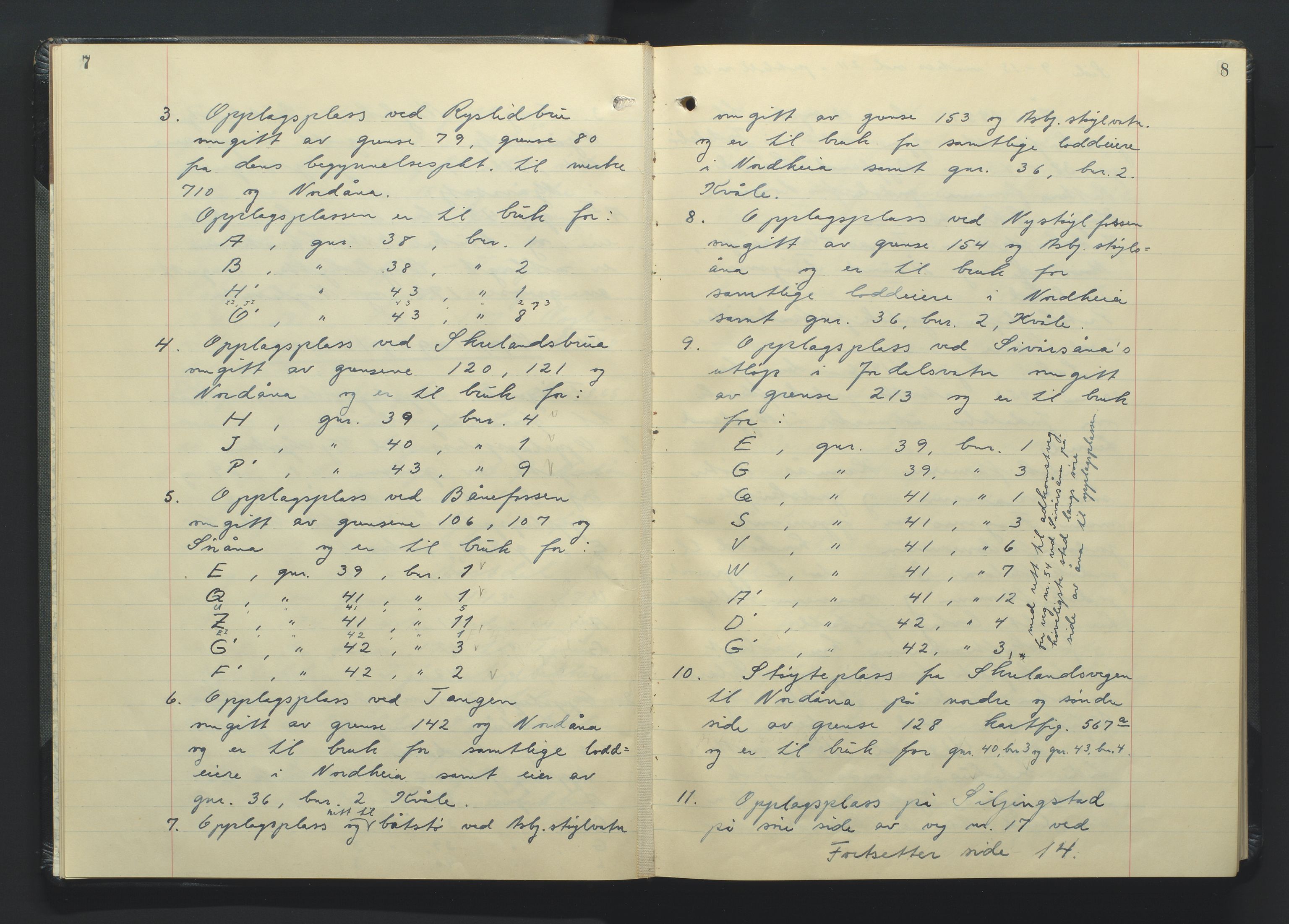 Setesdal jordskifterett, AV/SAK-1541-0008/F/Fa/Faa/L0002: Jordskifteprotokoll med gårdsregister, Setesdal domssokn nr 17, 1954