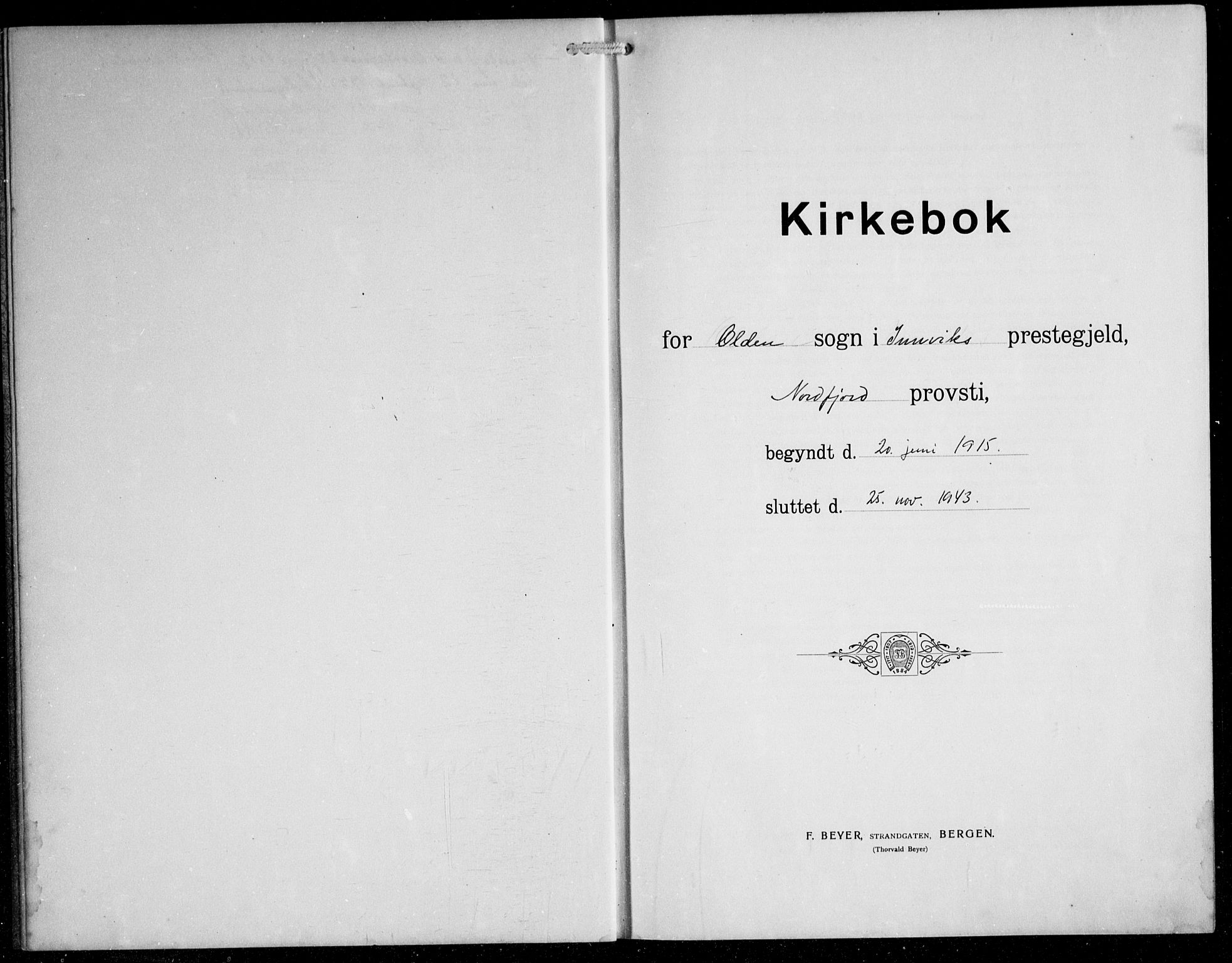 Innvik sokneprestembete, SAB/A-80501: Klokkerbok nr. B 5, 1915-1943