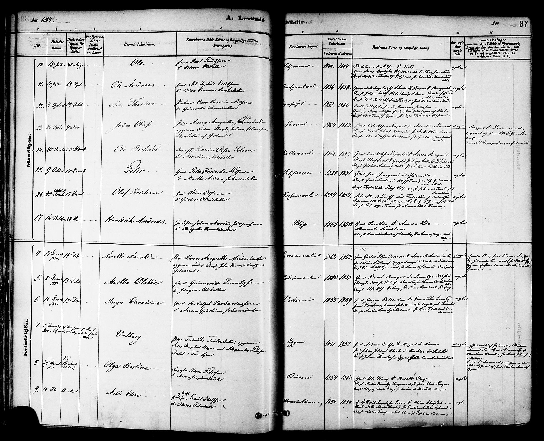 Ministerialprotokoller, klokkerbøker og fødselsregistre - Nord-Trøndelag, SAT/A-1458/717/L0159: Ministerialbok nr. 717A09, 1878-1898, s. 37