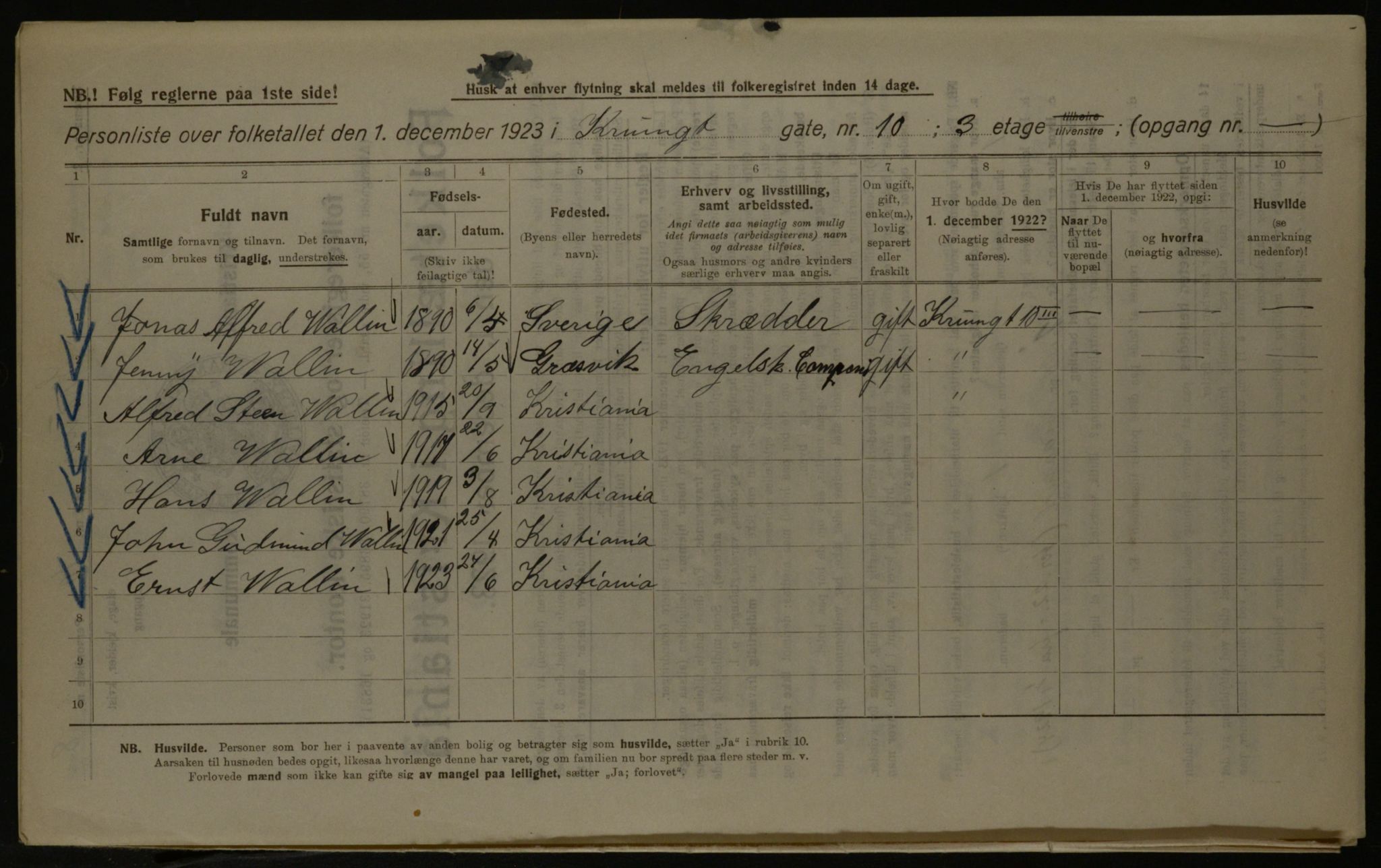 OBA, Kommunal folketelling 1.12.1923 for Kristiania, 1923, s. 61494