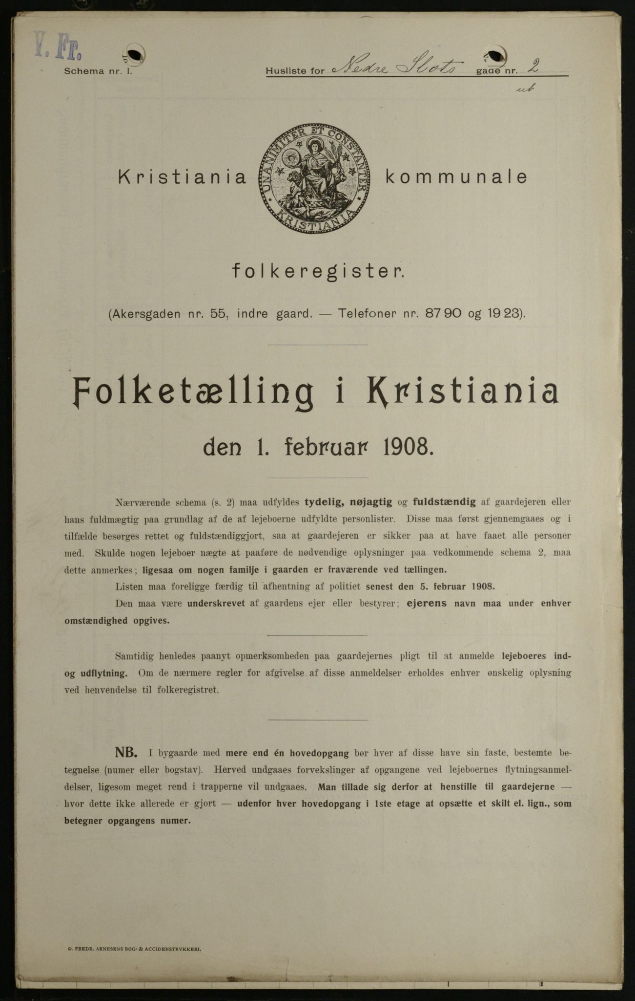 OBA, Kommunal folketelling 1.2.1908 for Kristiania kjøpstad, 1908, s. 62233