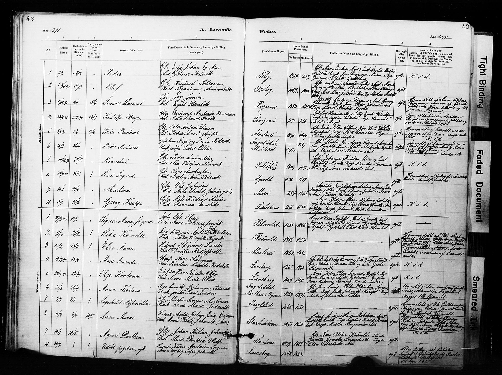 Målselv sokneprestembete, AV/SATØ-S-1311/G/Ga/Gaa/L0007kirke: Ministerialbok nr. 7, 1884-1903, s. 42
