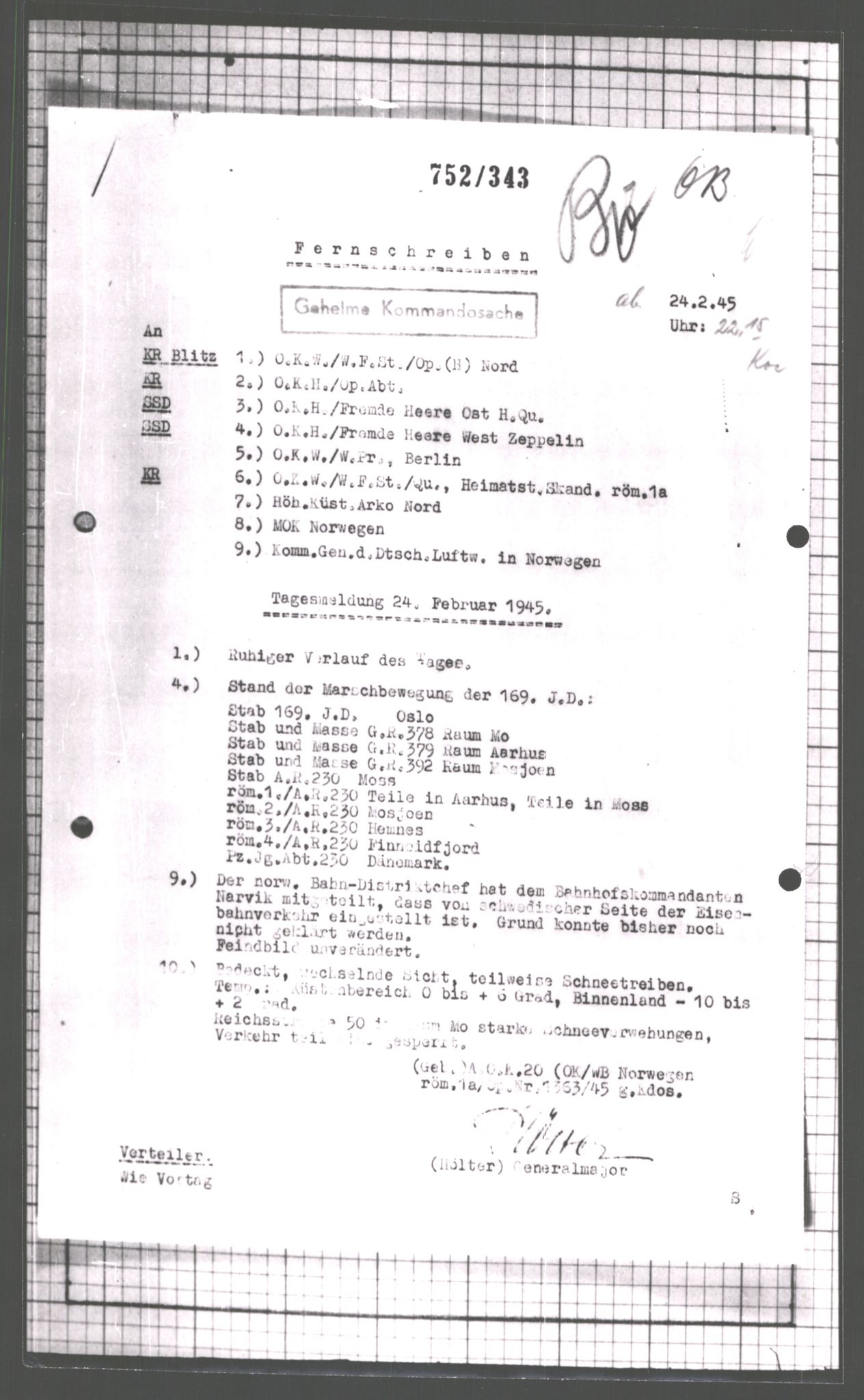 Forsvarets Overkommando. 2 kontor. Arkiv 11.4. Spredte tyske arkivsaker, AV/RA-RAFA-7031/D/Dar/Dara/L0007: Krigsdagbøker for 20. Gebirgs-Armee-Oberkommando (AOK 20), 1945, s. 595