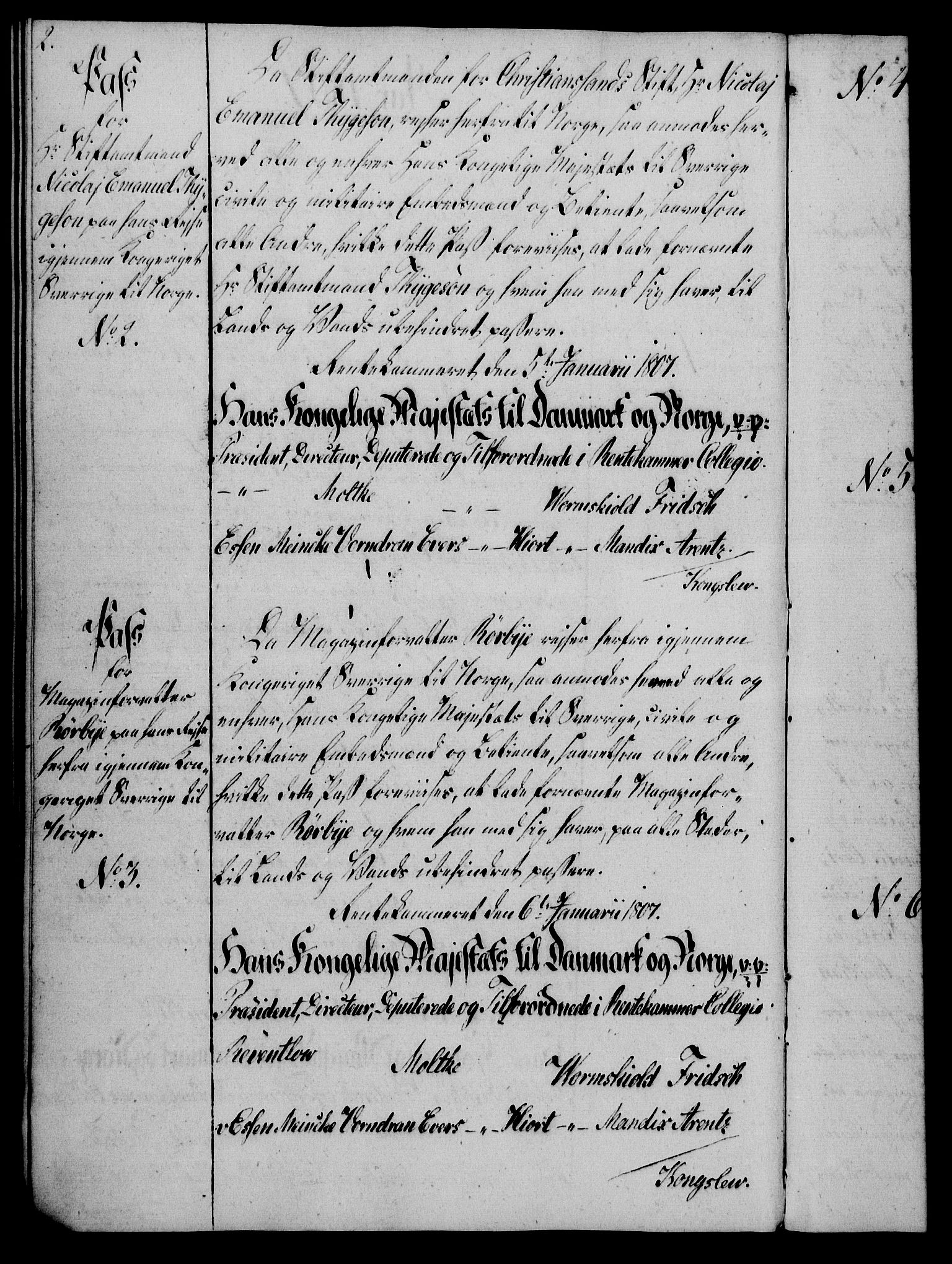 Rentekammeret, Kammerkanselliet, RA/EA-3111/G/Gg/Gga/L0019: Norsk ekspedisjonsprotokoll med register (merket RK 53.19), 1807-1810, s. 2