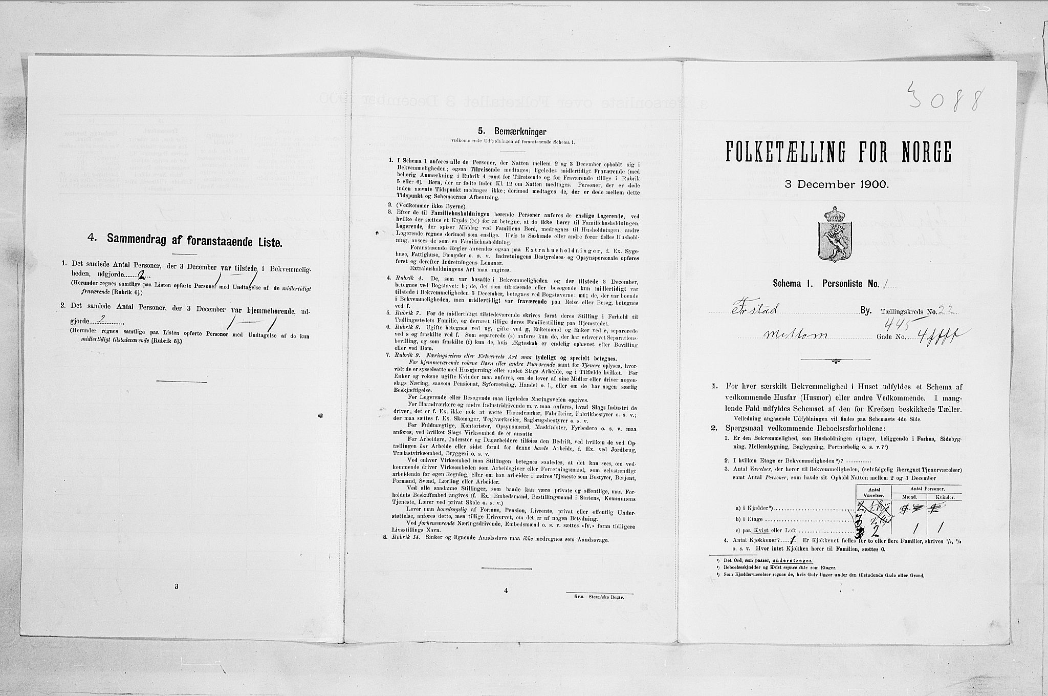 SAO, Folketelling 1900 for 0103 Fredrikstad kjøpstad, 1900