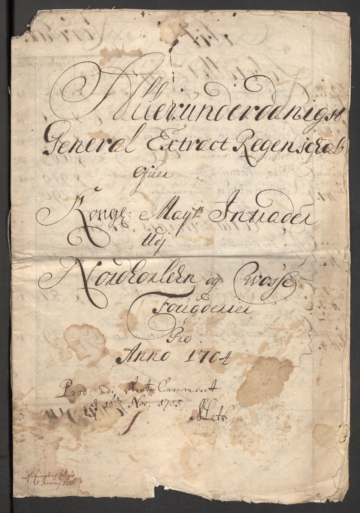 Rentekammeret inntil 1814, Reviderte regnskaper, Fogderegnskap, RA/EA-4092/R51/L3187: Fogderegnskap Nordhordland og Voss, 1704-1705, s. 3