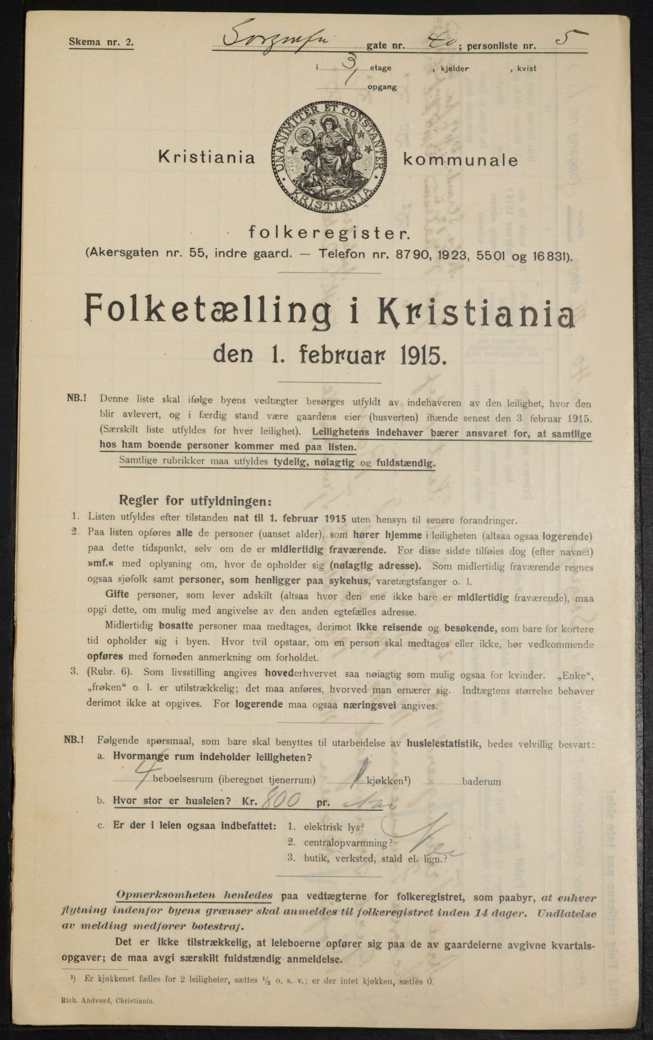 OBA, Kommunal folketelling 1.2.1915 for Kristiania, 1915, s. 100313