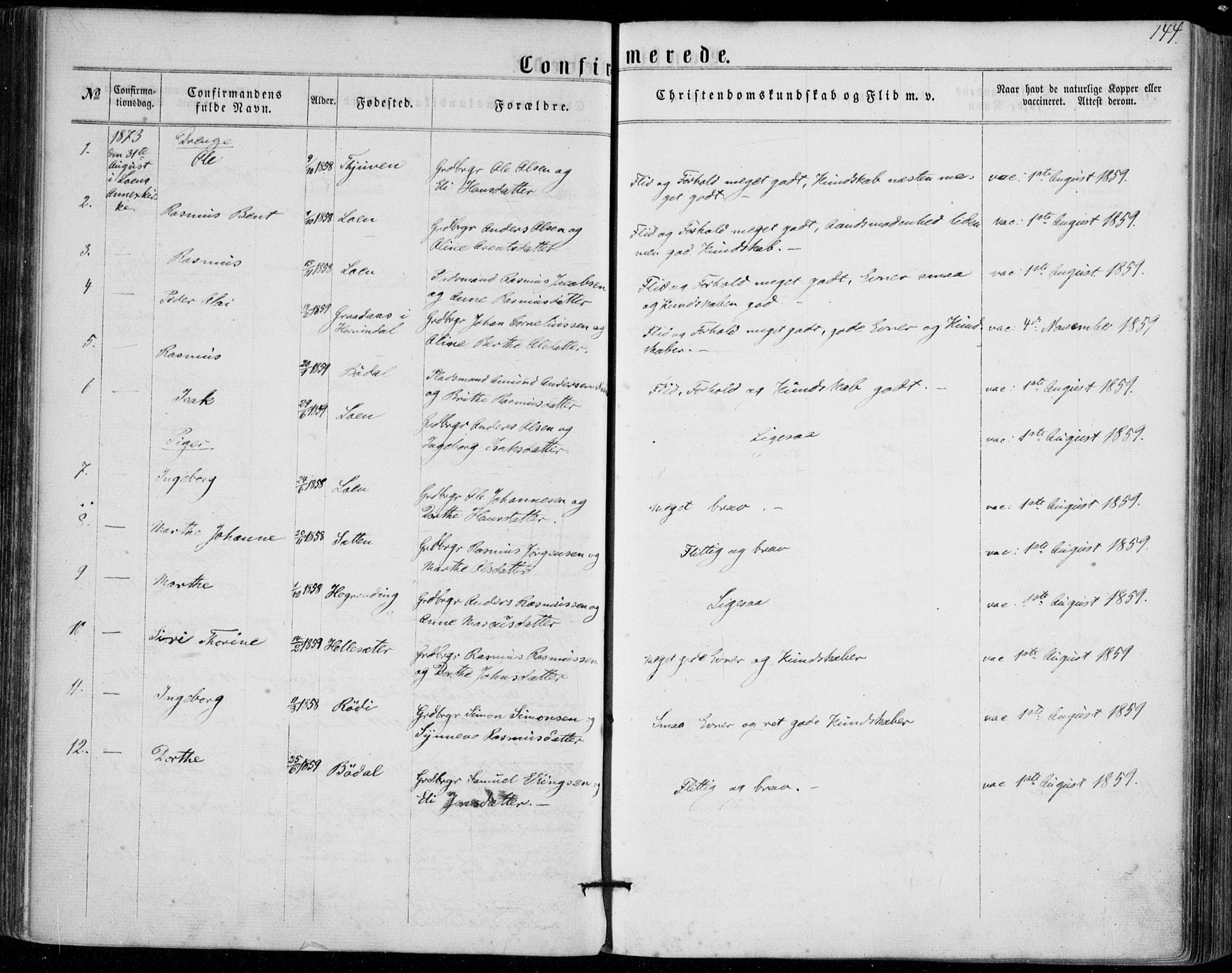 Stryn Sokneprestembete, AV/SAB-A-82501: Ministerialbok nr. A 3, 1862-1877, s. 144