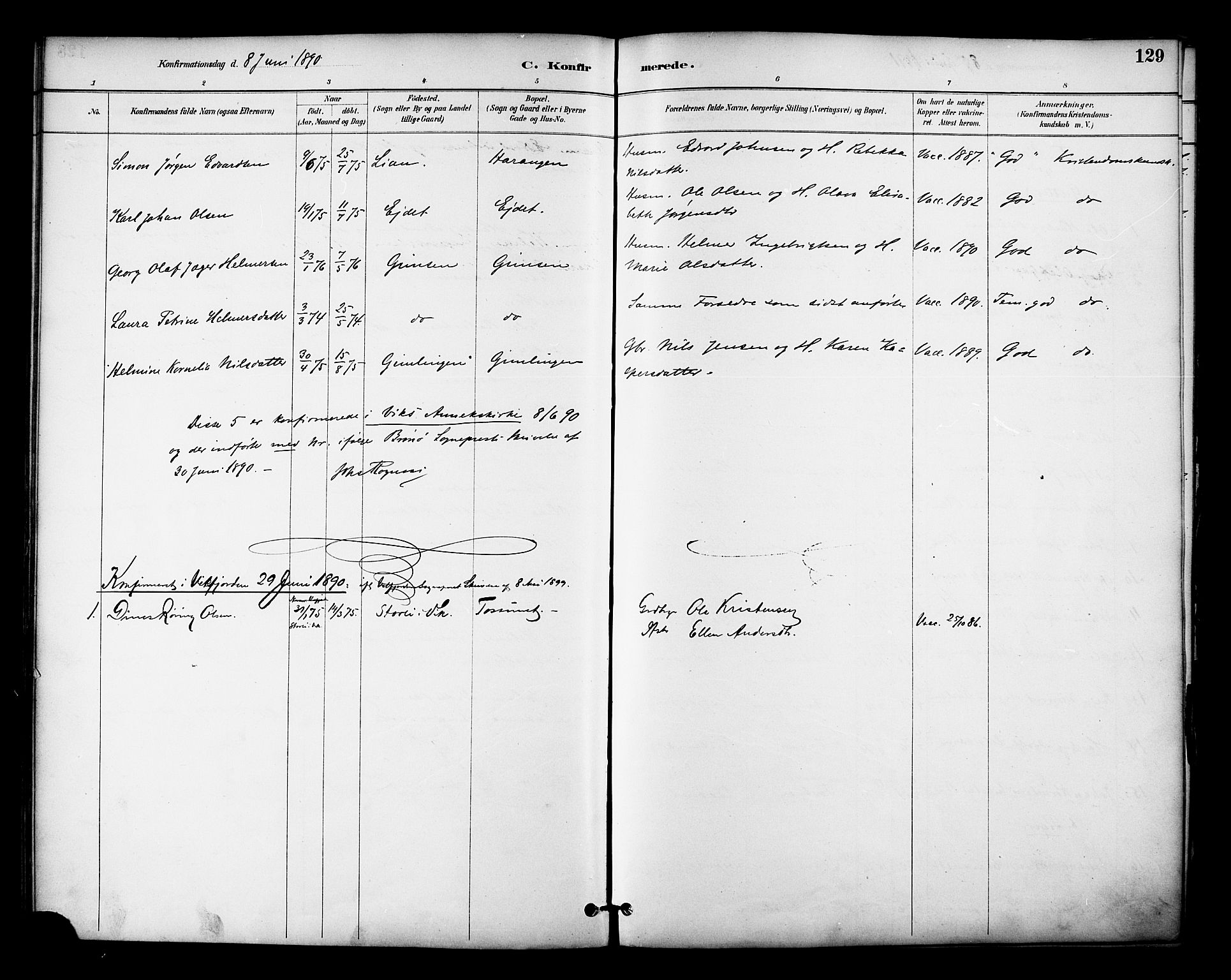 Ministerialprotokoller, klokkerbøker og fødselsregistre - Nordland, AV/SAT-A-1459/810/L0150: Ministerialbok nr. 810A10 /1, 1884-1895, s. 129