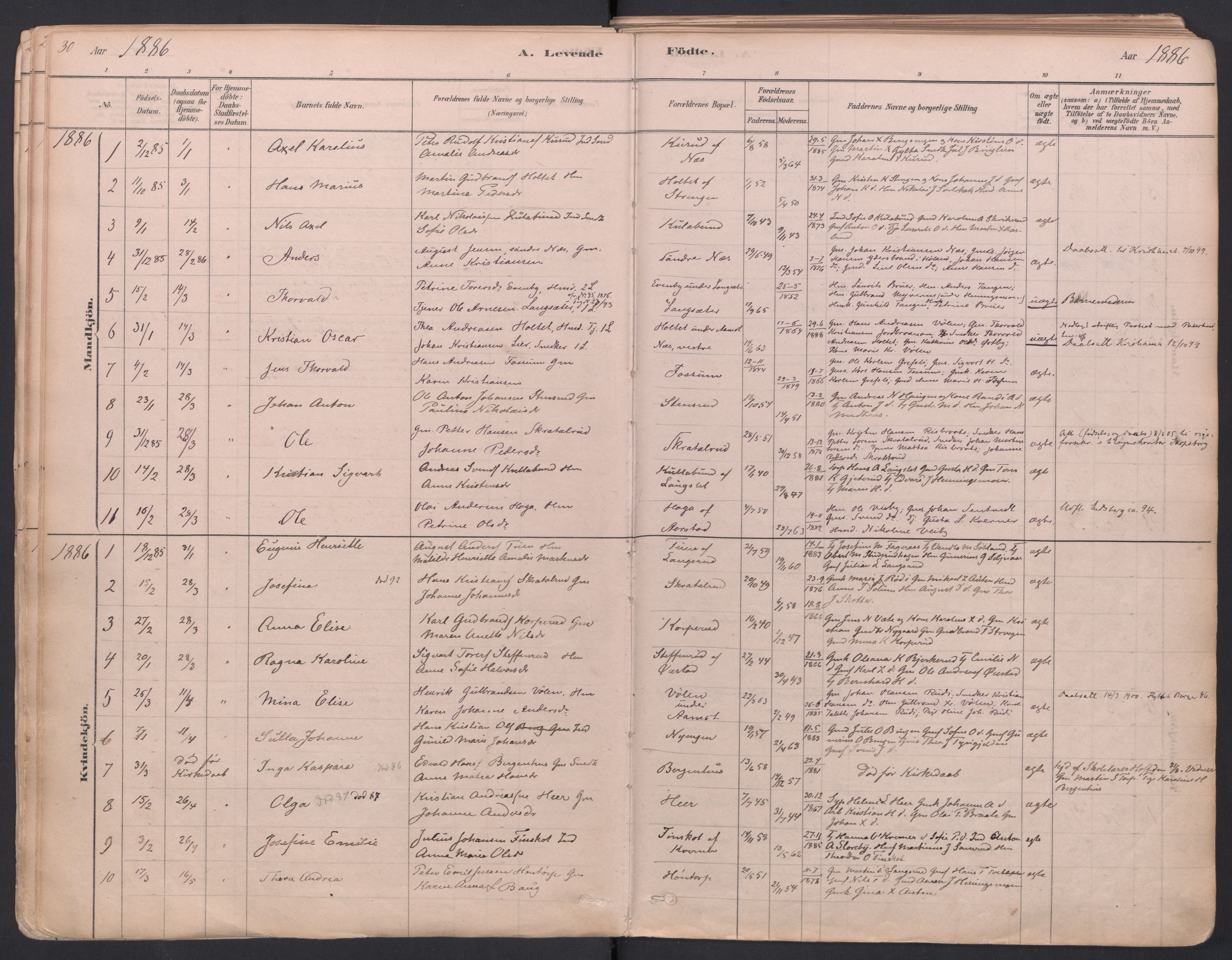 Trøgstad prestekontor Kirkebøker, AV/SAO-A-10925/F/Fa/L0010: Ministerialbok nr. I 10, 1878-1898, s. 30