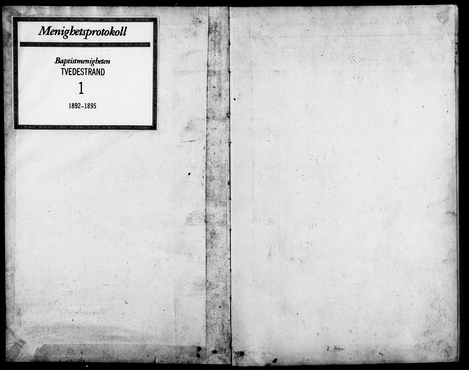 Baptistmenigheten i Tvedestrand, SAK/1292-0004/F/Fa/L0002: Dissenterprotokoll nr. F 1, 1892-1895
