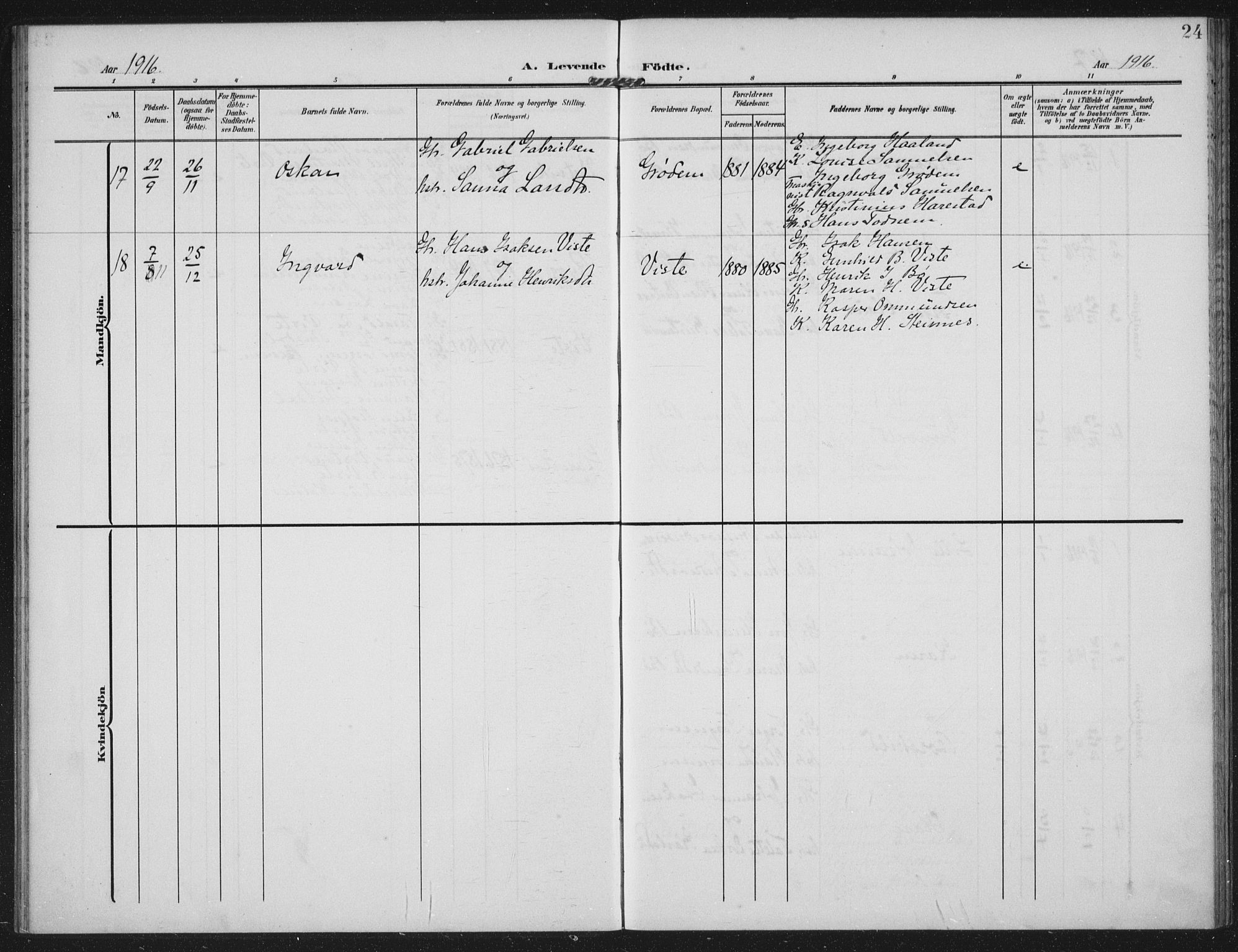 Hetland sokneprestkontor, AV/SAST-A-101826/30/30BA: Ministerialbok nr. A 14, 1905-1919, s. 24