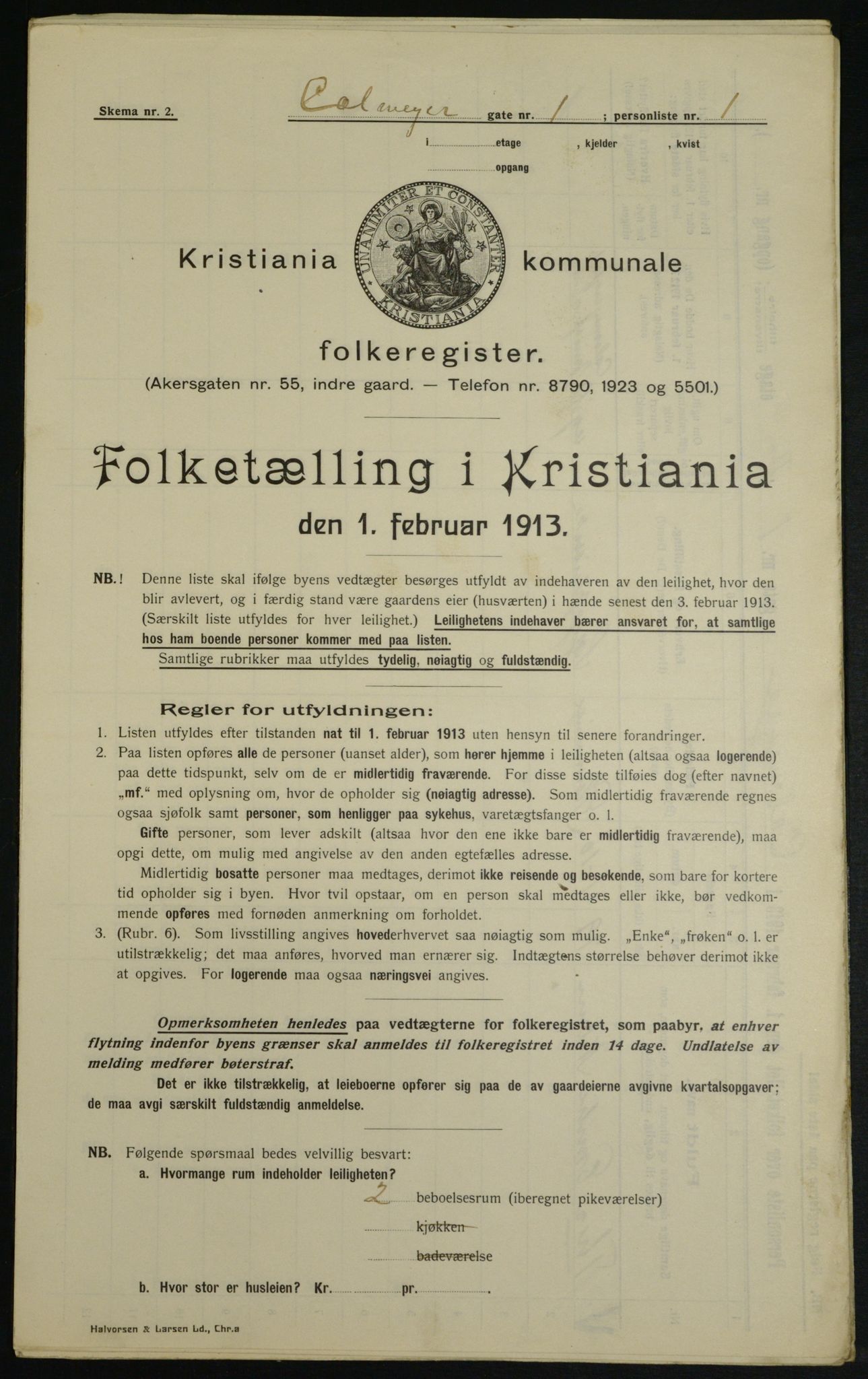 OBA, Kommunal folketelling 1.2.1913 for Kristiania, 1913, s. 11393