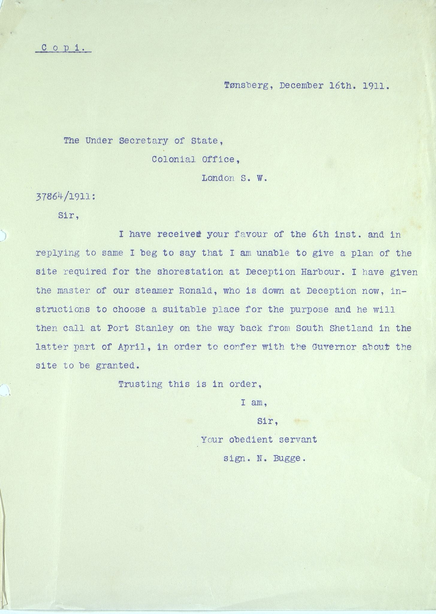 Pa 258 - N. Bugge AS, VEMU/A-1326/E/Ea/L0001/0002: Lisensavtaler og korrespondanse med Britiske myndigheter / The Under Secretary of State, Colonial Office, 1912-1920