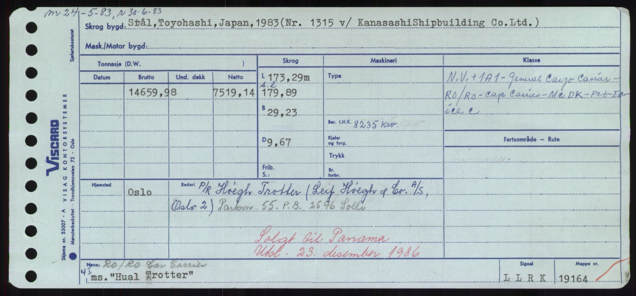 Sjøfartsdirektoratet med forløpere, Skipsmålingen, AV/RA-S-1627/H/Hd/L0017: Fartøy, Holi-Hå, s. 141