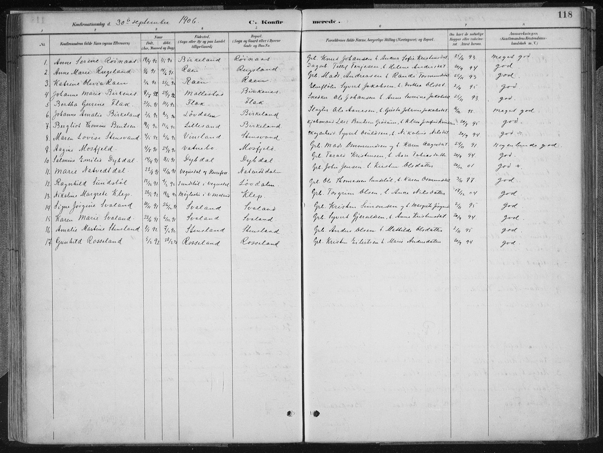 Birkenes sokneprestkontor, SAK/1111-0004/F/Fa/L0005: Ministerialbok nr. A 5, 1887-1907, s. 118