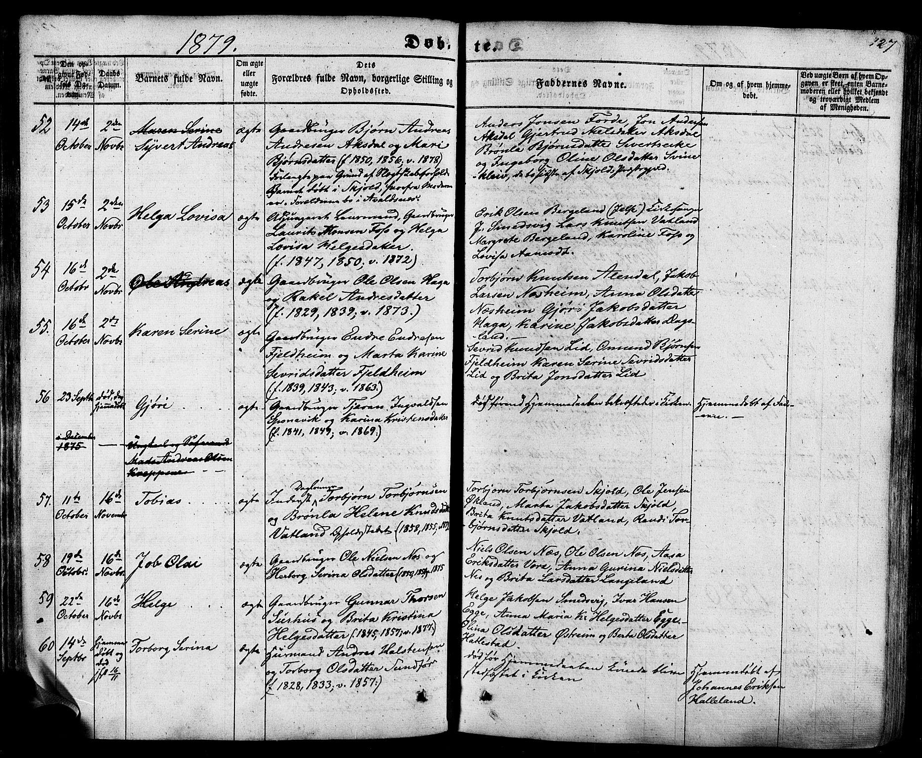 Skjold sokneprestkontor, AV/SAST-A-101847/H/Ha/Haa/L0008: Ministerialbok nr. A 8, 1856-1882, s. 127